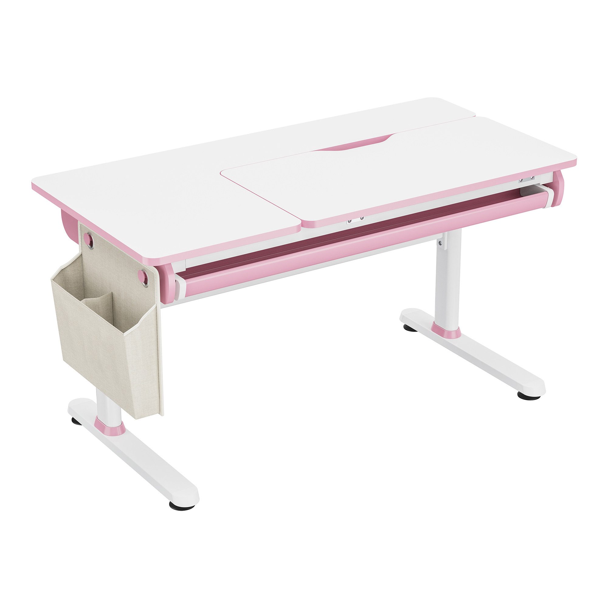 en.casa Kinderschreibtisch, höhenverstellbar »Kuosa« mit Schublade 120x60 cm Pink