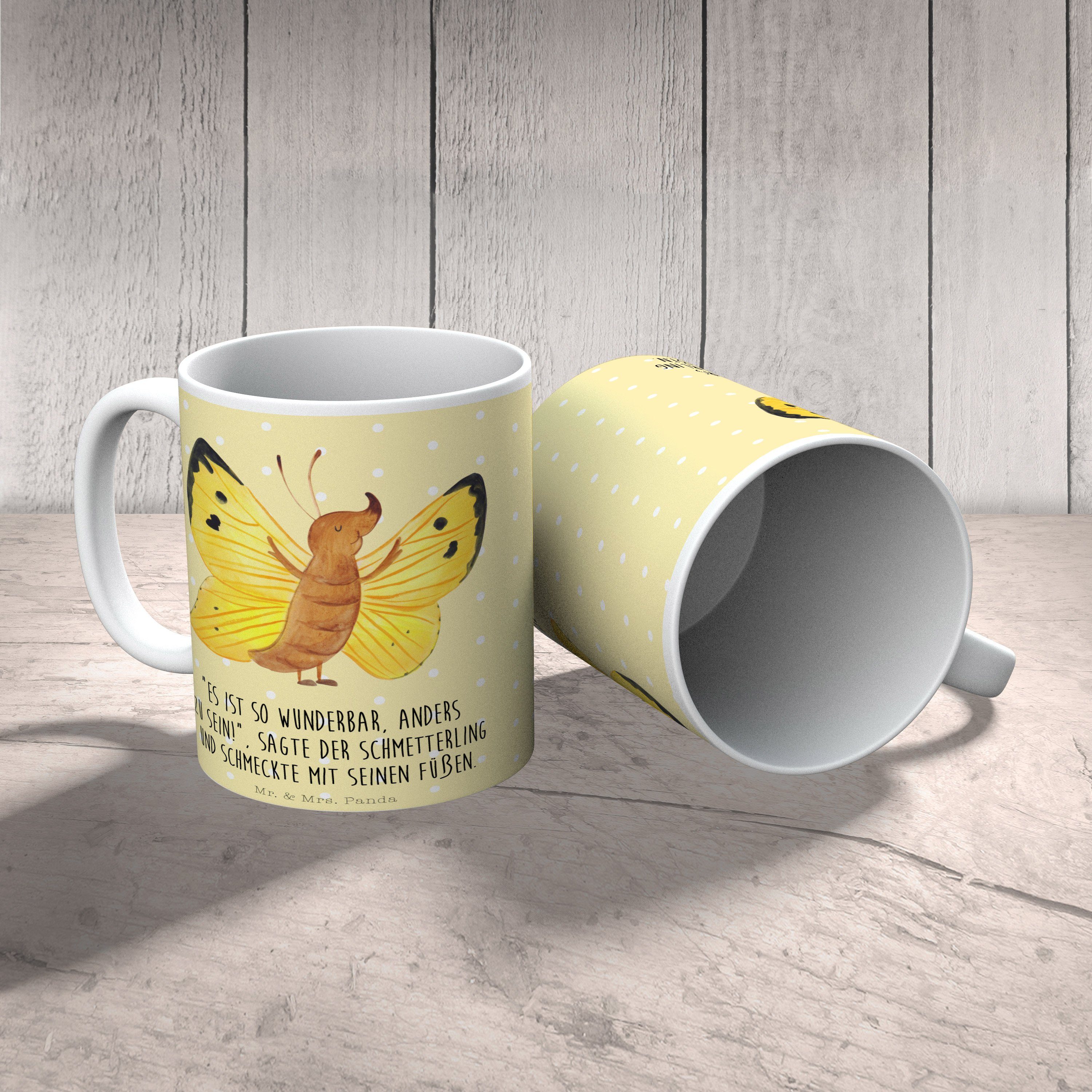 Keramik - & Zitronenfalter Gelb Geschenk, besonders, Pastell - Mrs. Mr. Panda Ka, Schmetterling Tasse