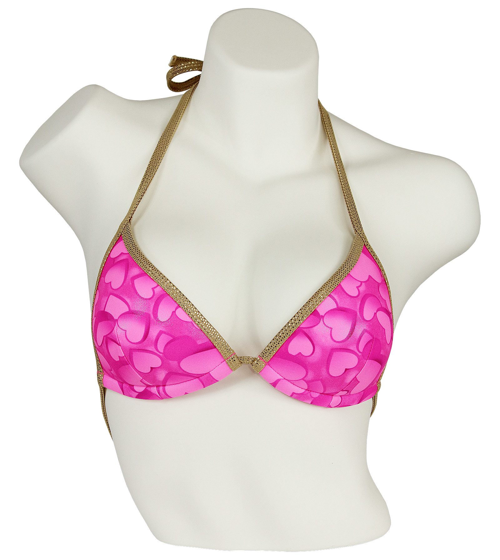 MISS BEACH Triangel-Bikini-Top wattiert Glanz-Optik mit Herz-Print, Vorgeformtes Bikini-Oberteil mehr