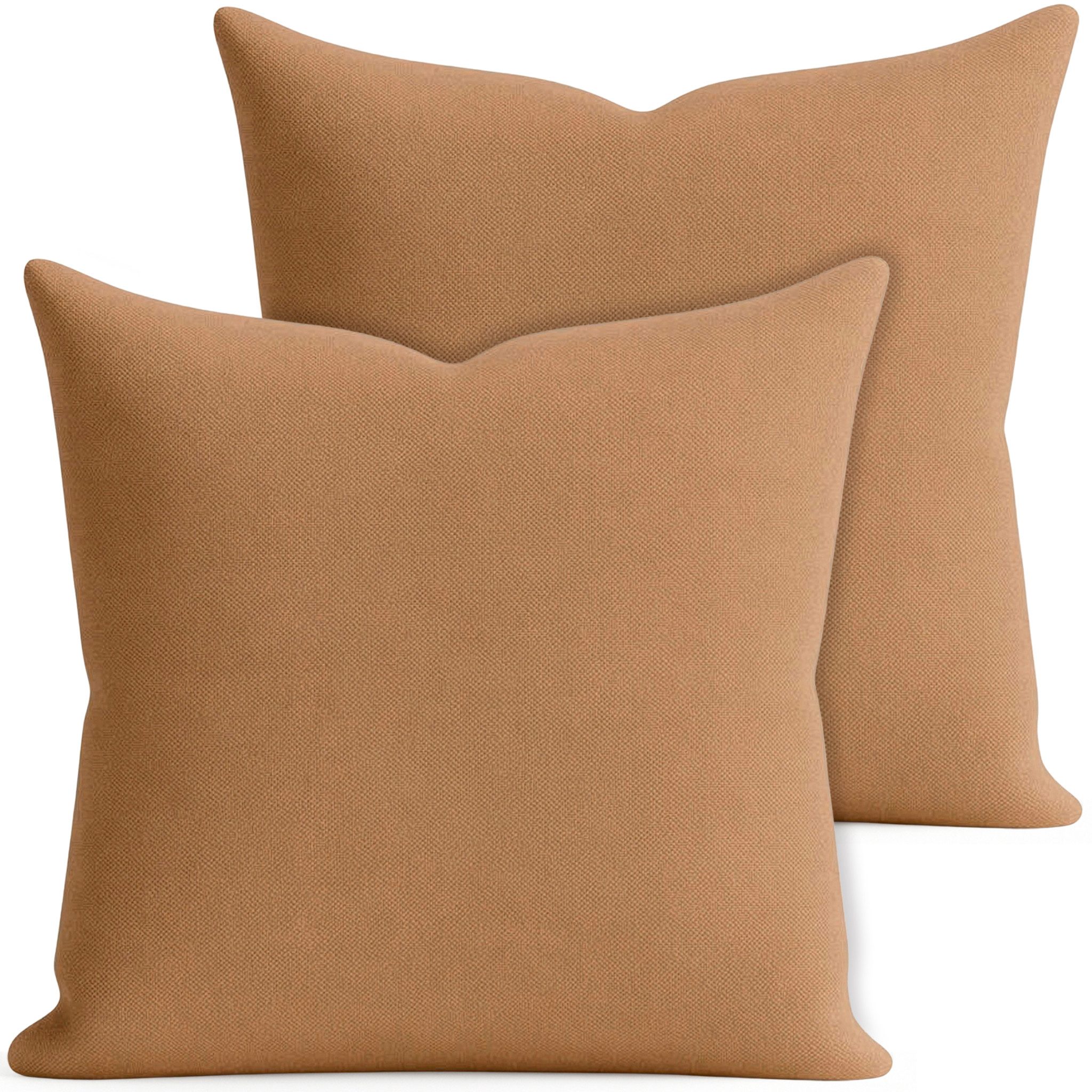 matches21 HOME & HOBBY Kissenbezüge 2er Set Kissenhülle 40x40 cm hellbraun pflegeleicht mit Reißverschluss, (2 Stück), Zierkissen-Bezüge einfarbig für Couch-Kissen mit Lotuseffekt