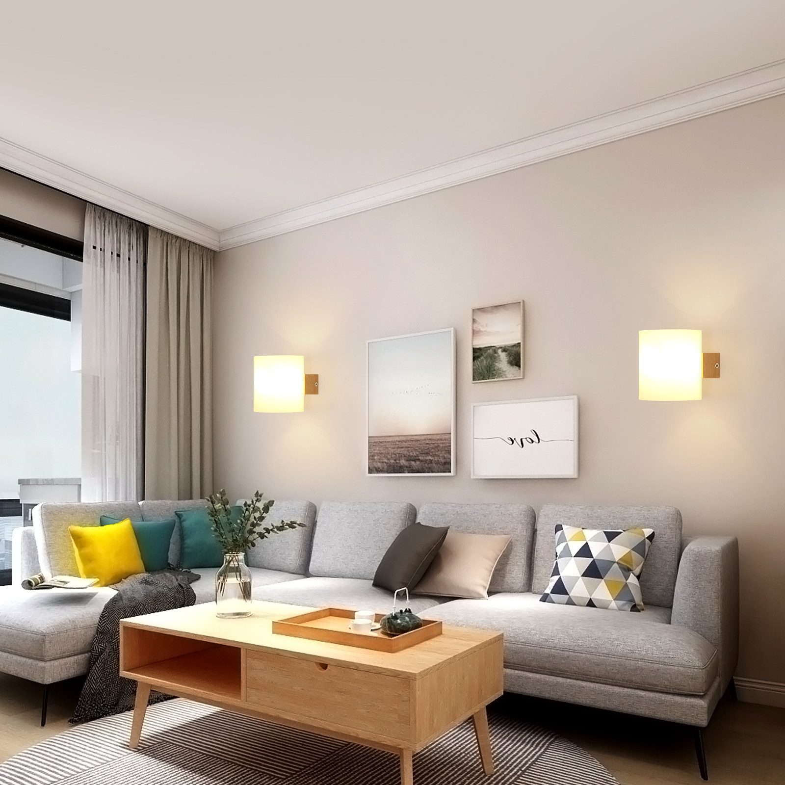 Riserva Wandleuchte Holztreppen Wandleuchte, Glas Wandleuchte, E27,für Wohnzimmer,Flur – Bild 3 von 5