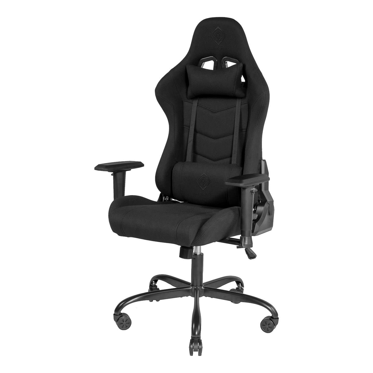 schwarz hohe Canvas Herstellergarantie Stuhl Stuhl 110kg Gamer Set), Jahre DELTACO Gaming-Stuhl Stoff, 5 robuster (kein Canvas Kissen Jumbo Gaming Rückenlehne,