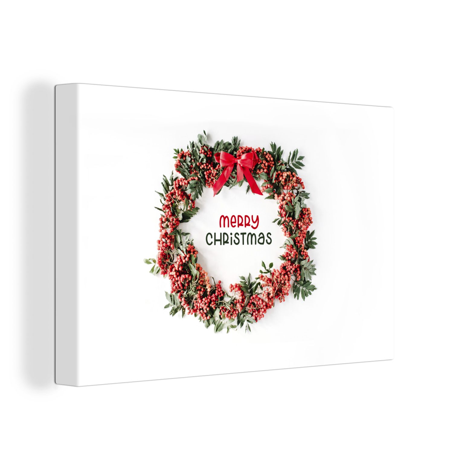 OneMillionCanvasses® Leinwandbild Winter - Mistelzweig - Weihnachtskranz, (1 St), Wandbild Leinwandbilder, Aufhängefertig, Wanddeko, 30x20 cm