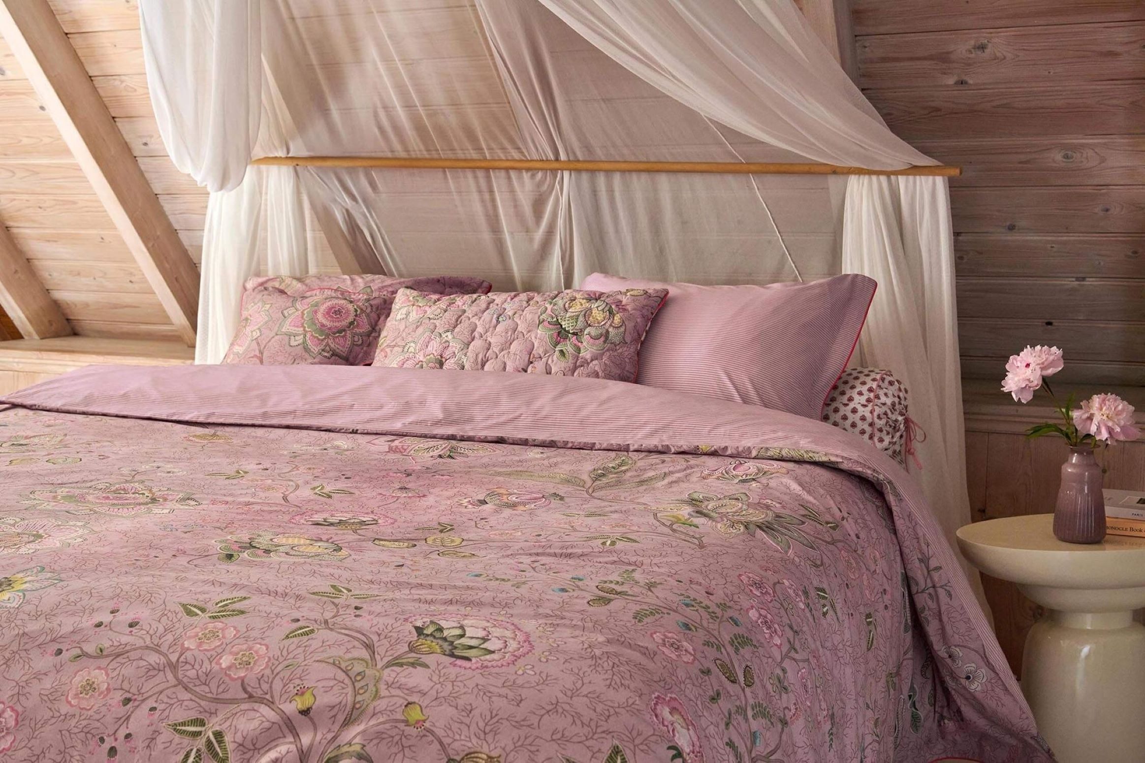 PiP Studio Bettwäsche PIP Studio Perkal Bettwäsche 135x200 Mumbai Morning Pink Wende Ranken, Perkal, 2 teilig, fein gewebter 100% Baumwollperkal – Bild 2 von 5