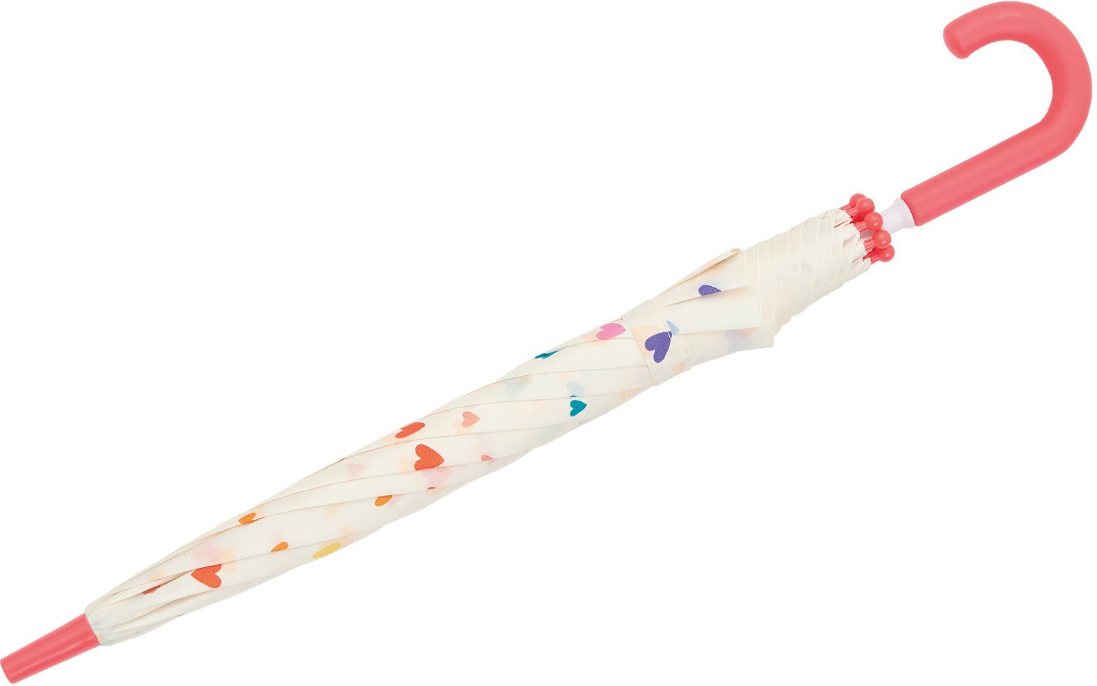 Esprit Stockregenschirm kleiner, leichter Stockschirm für Kinder, mit niedlichem, bunten Herzen-Design für Mädchen