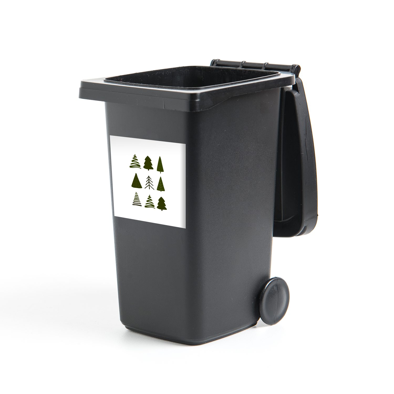 MuchoWow Wandsticker Weihnachtsbäume - Weiß - Muster (1 St), Mülleimer-aufkleber, Mülltonne, Sticker, Container, Abfalbehälter