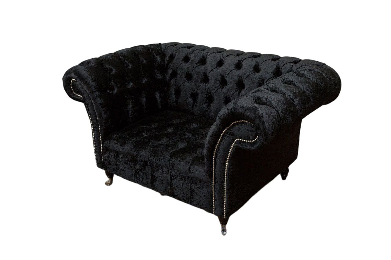 Sessel Design JVmoebel Sessel, Lounge Schwarz Polster Couch Chesterfield Textil Stoff