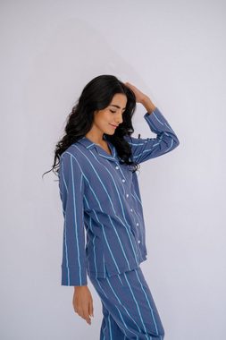 SNOOZE OFF Pyjama Schlafanzug in blau mit Streifendesign (2 tlg., 1 Stück)