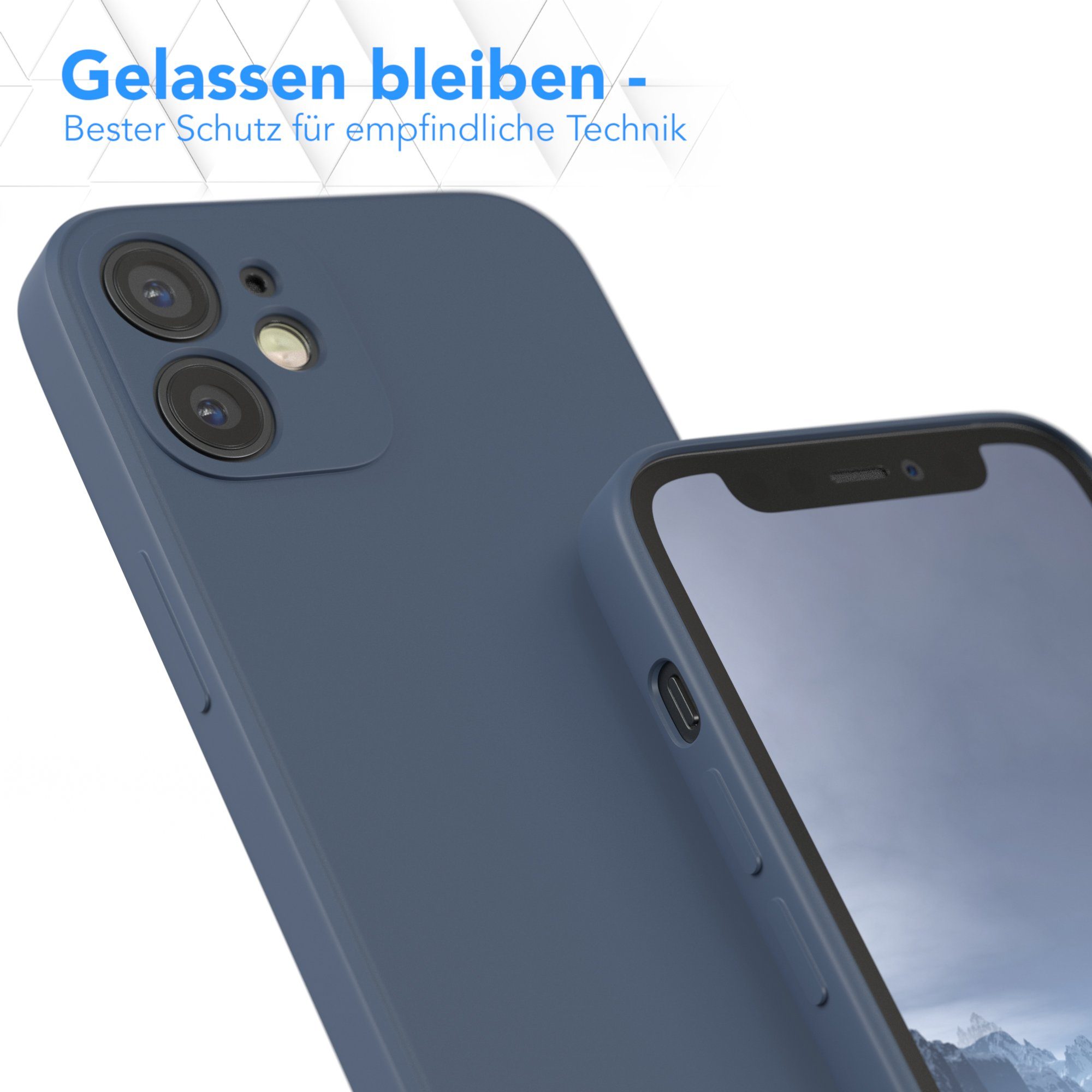 EAZY CASE Handyhülle für Apple iPhone 12 Mini Hülle Silikon 5,4 Zoll, Handy Softcase mattierte Silikonhülle Back Cover Soft Blau / Petrol – Bild 4 von 5
