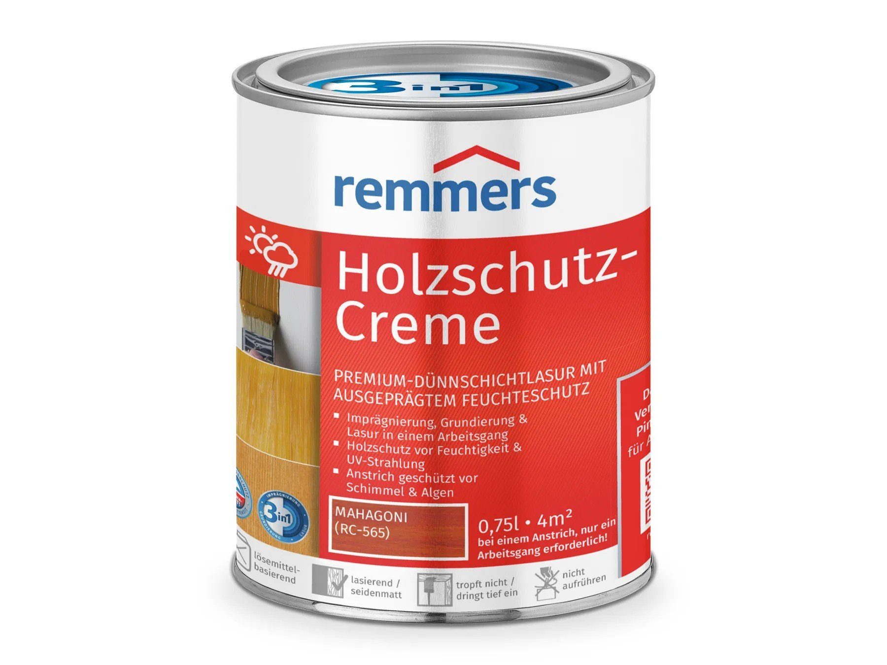 Remmers Holzschutzlasur Holzschutz-Creme 3in1 mahagoni (RC-565)