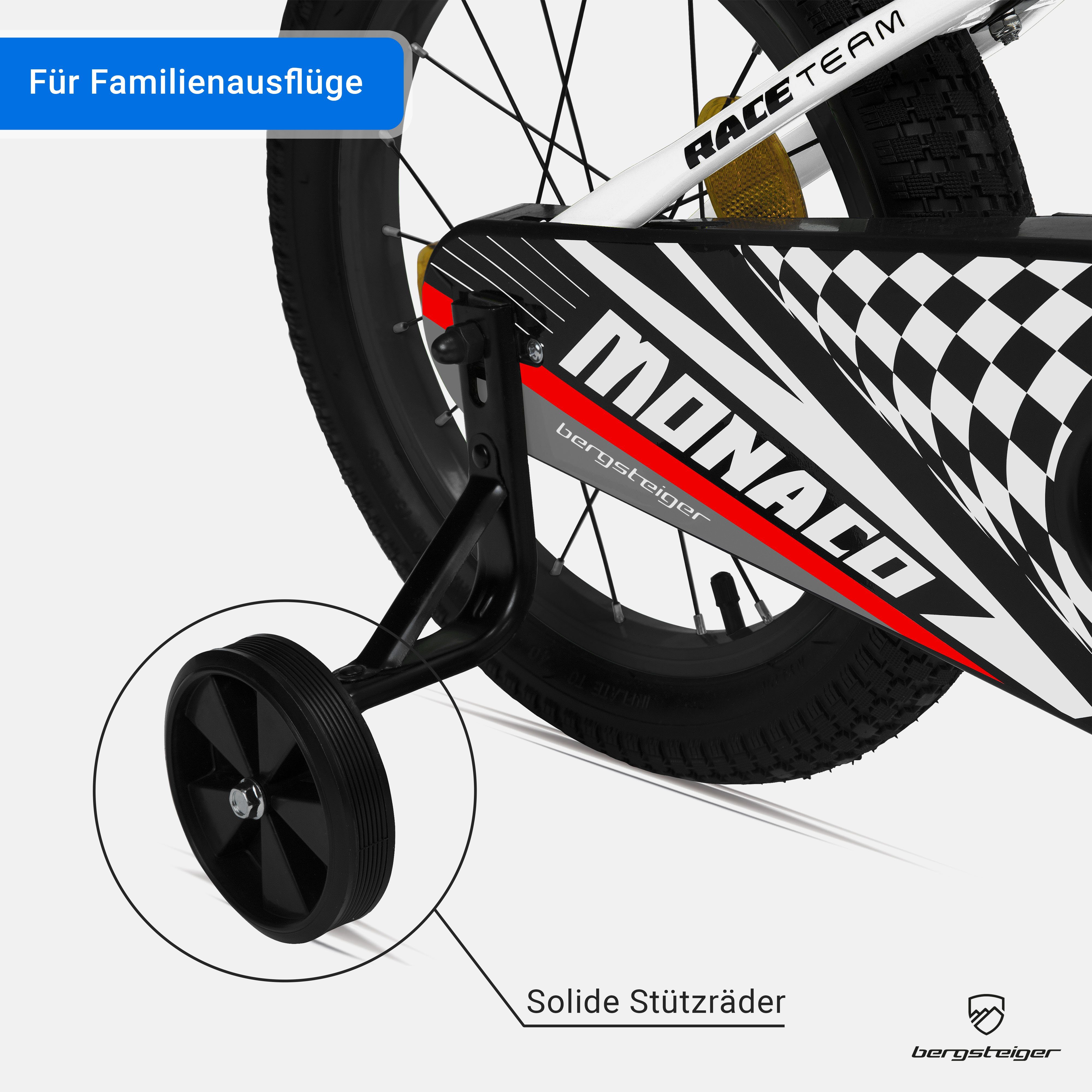 bergsteiger Kinderfahrrad Monaco 16 Zoll, geeignet für 4, 5, 6 Jahre, BMX, 1 Gang, V-Brakes, Trinkflasche
