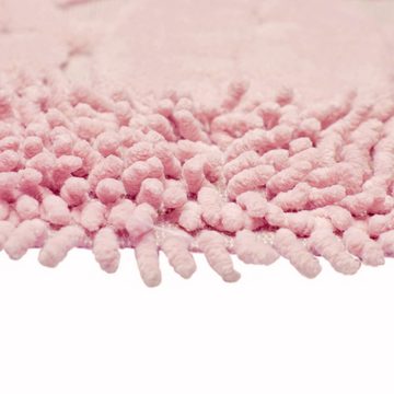 Teppich Badezimmerteppich Set 2 teilig • waschbar • Blätterdesign in pink, Teppich-Traum, rechteckig, Höhe: 7.5 mm, waschbar