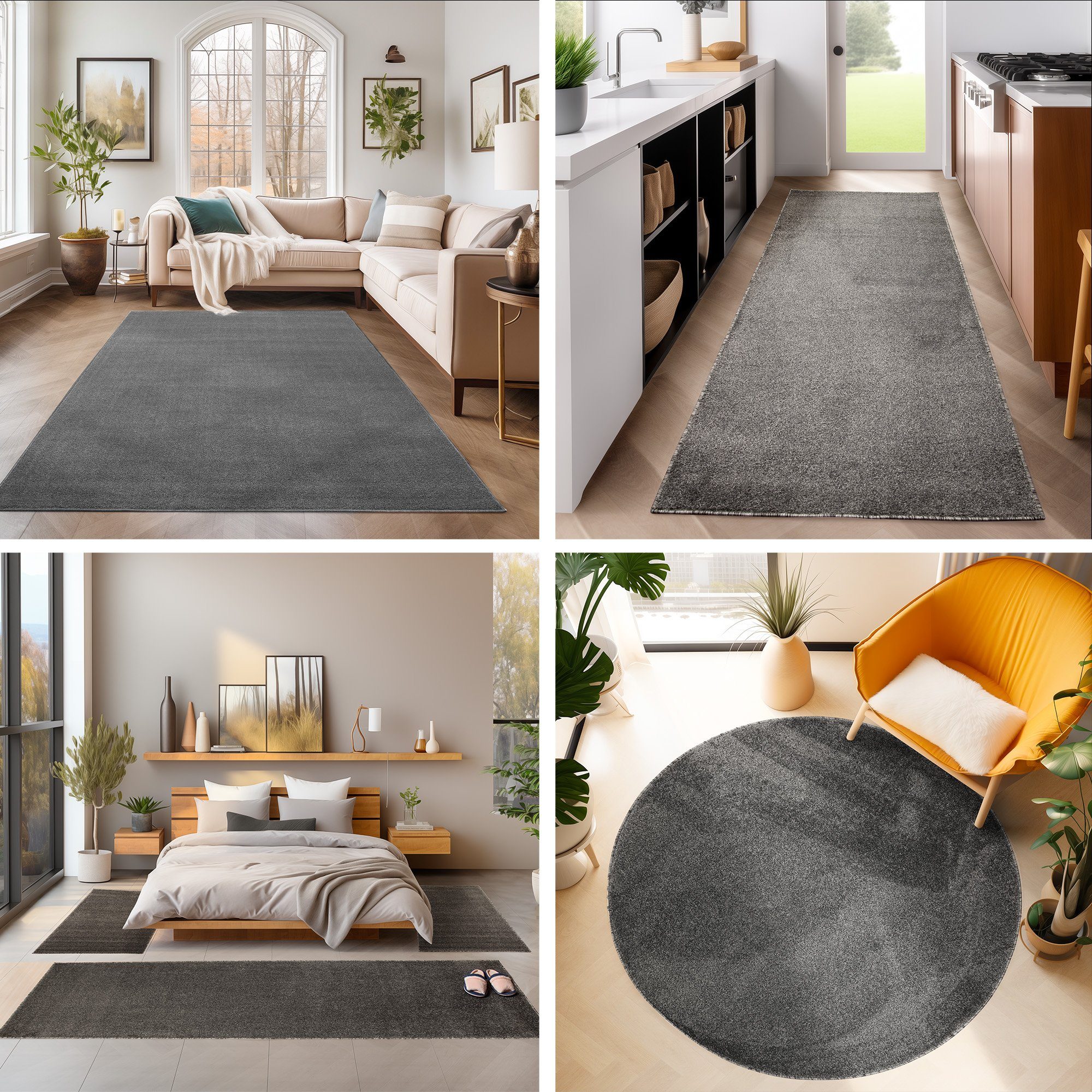 SIMPEX24 Teppich Unicolor - Einfarbig, Rund, Höhe: 11 mm, Einfarbig Kurzflo günstig online kaufen