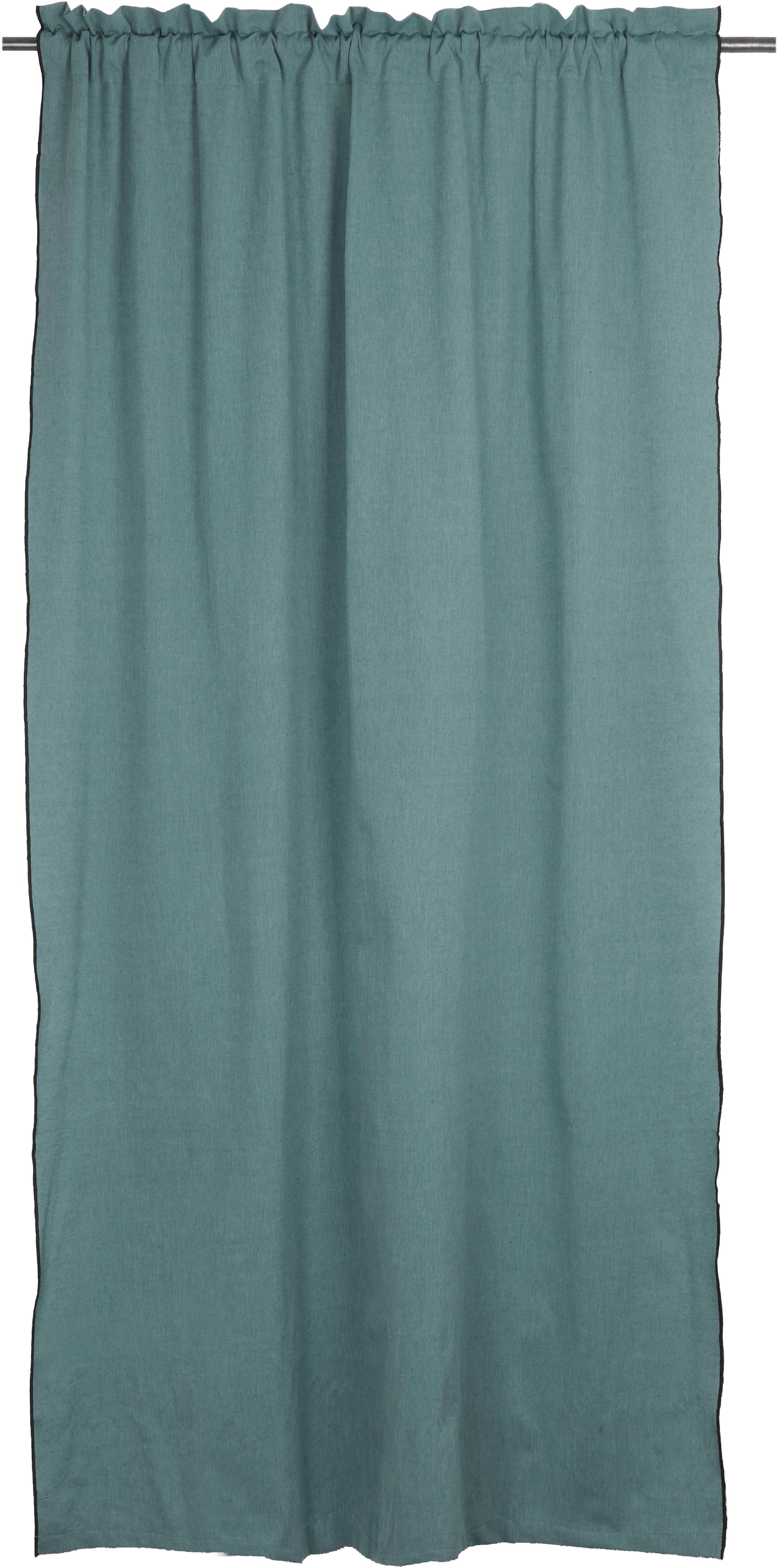 Vorhang Ellen, andas, Stangendurchzug (1 St), blickdicht, blickdicht, Unifarben mit schwarzen Overlocknaht, verschiedene Größen grün