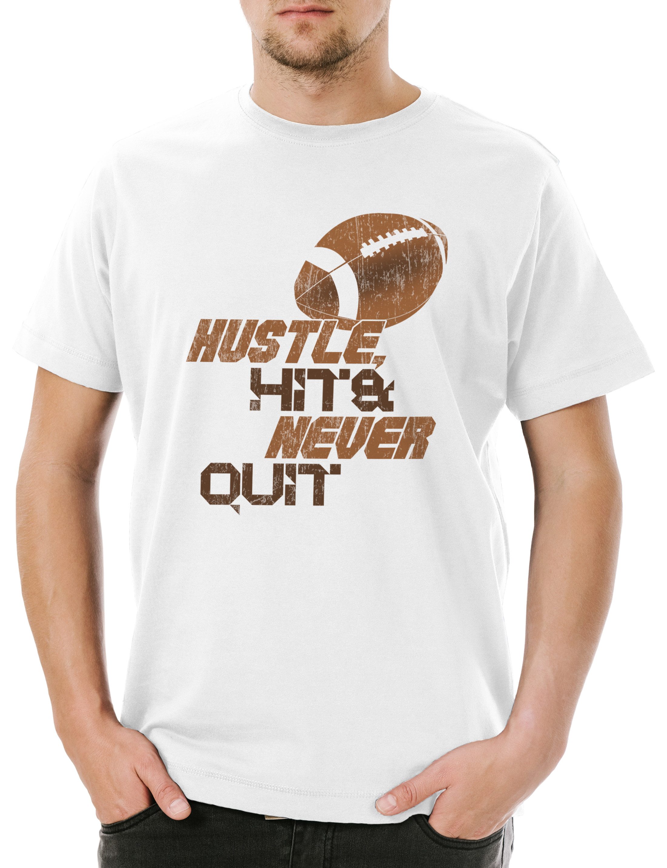 Urban Backwoods Print-Shirt Hustle Hit Never Quit Herren T-Shirt American F günstig online kaufen