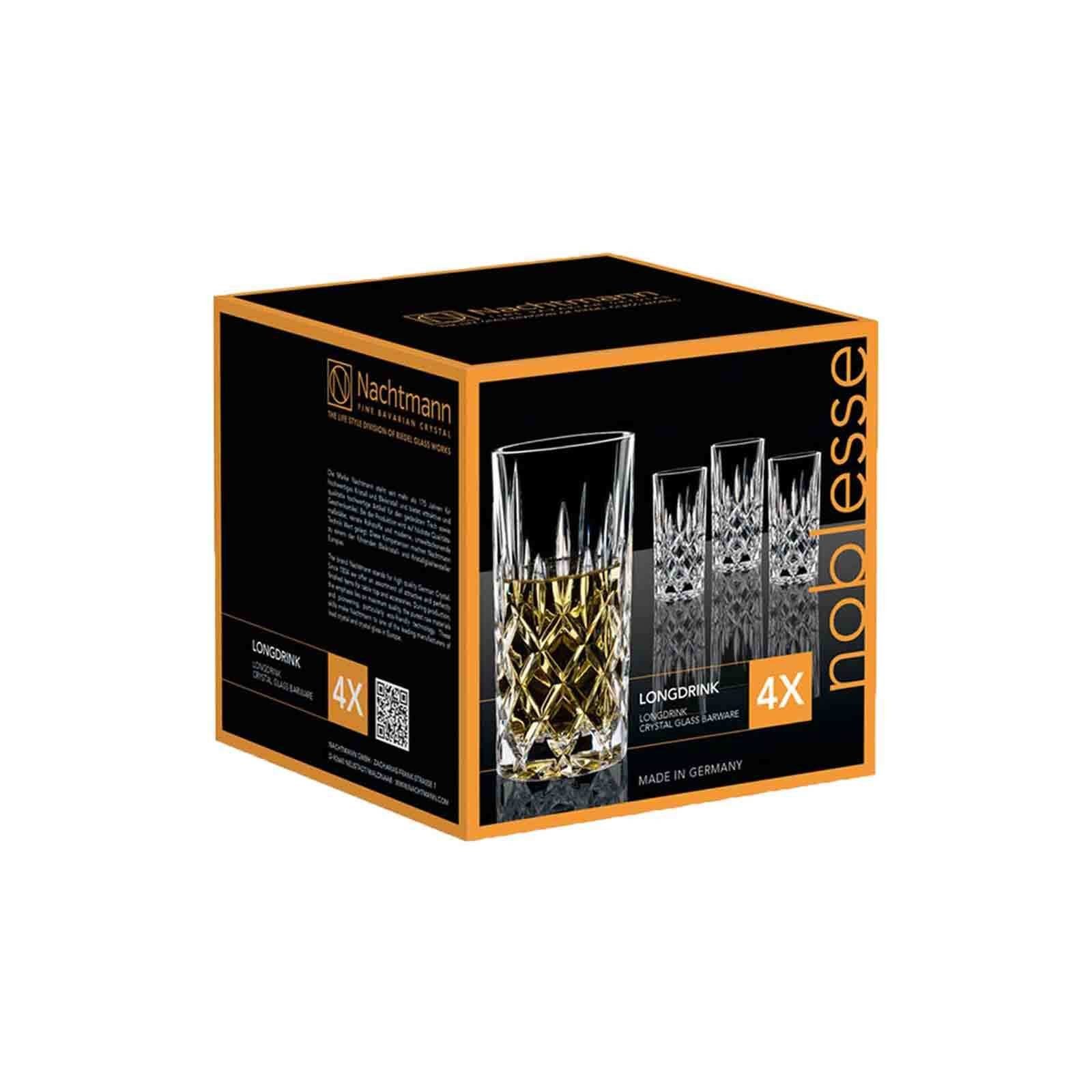 Nachtmann Longdrinkglas Noblesse Longdrinkgläser 375 ml 4er Set, 4-tlg., Glas