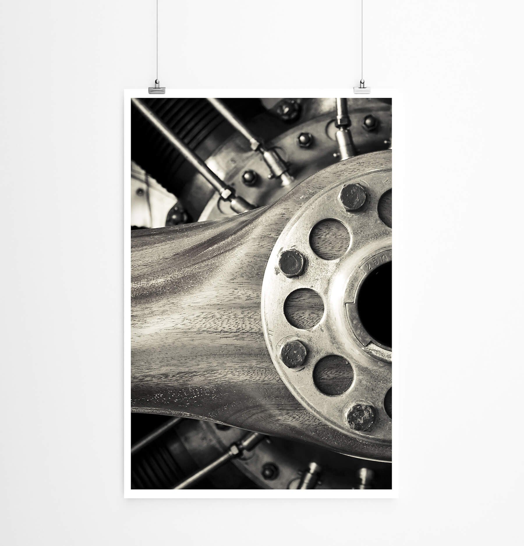 Sinus Art Poster 60x90cm Künstlerische Fotografie Poster Propeller Maschine aus Holz