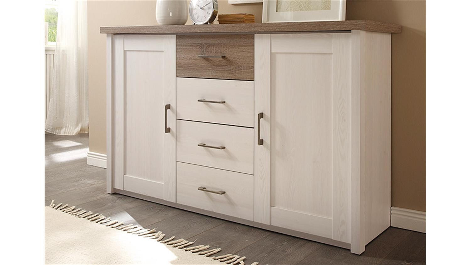 Bega Consult Kommode Kommode Luca Sideboard in Pinie weiß und Trüffel