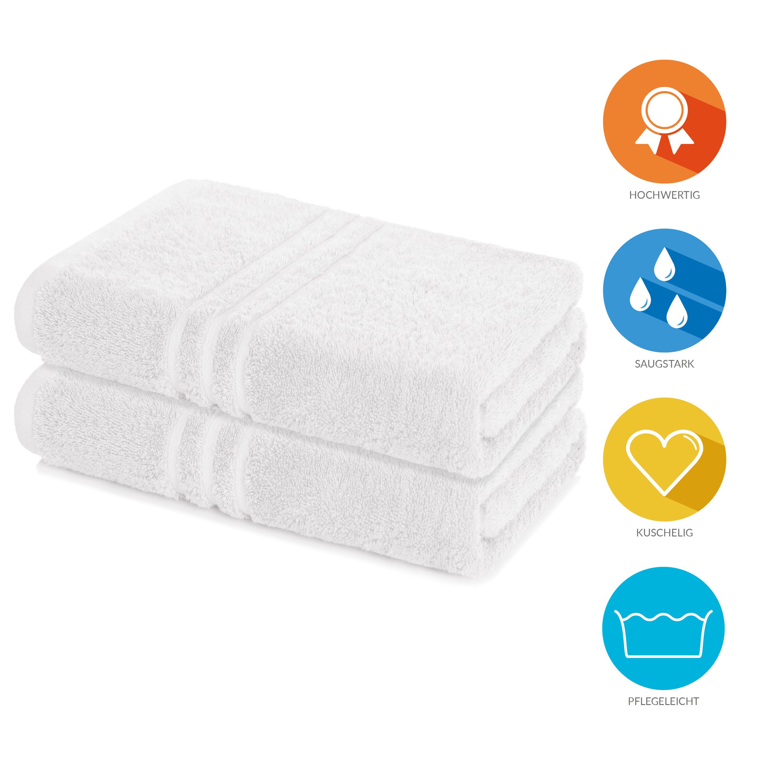 Lavea Badetuch Elena 2er Set Badetücher 100x150 cm, Duschtuch, 500 g/m² Frottier, weich & saugstark, pflegeleicht – Bild 2 von 5