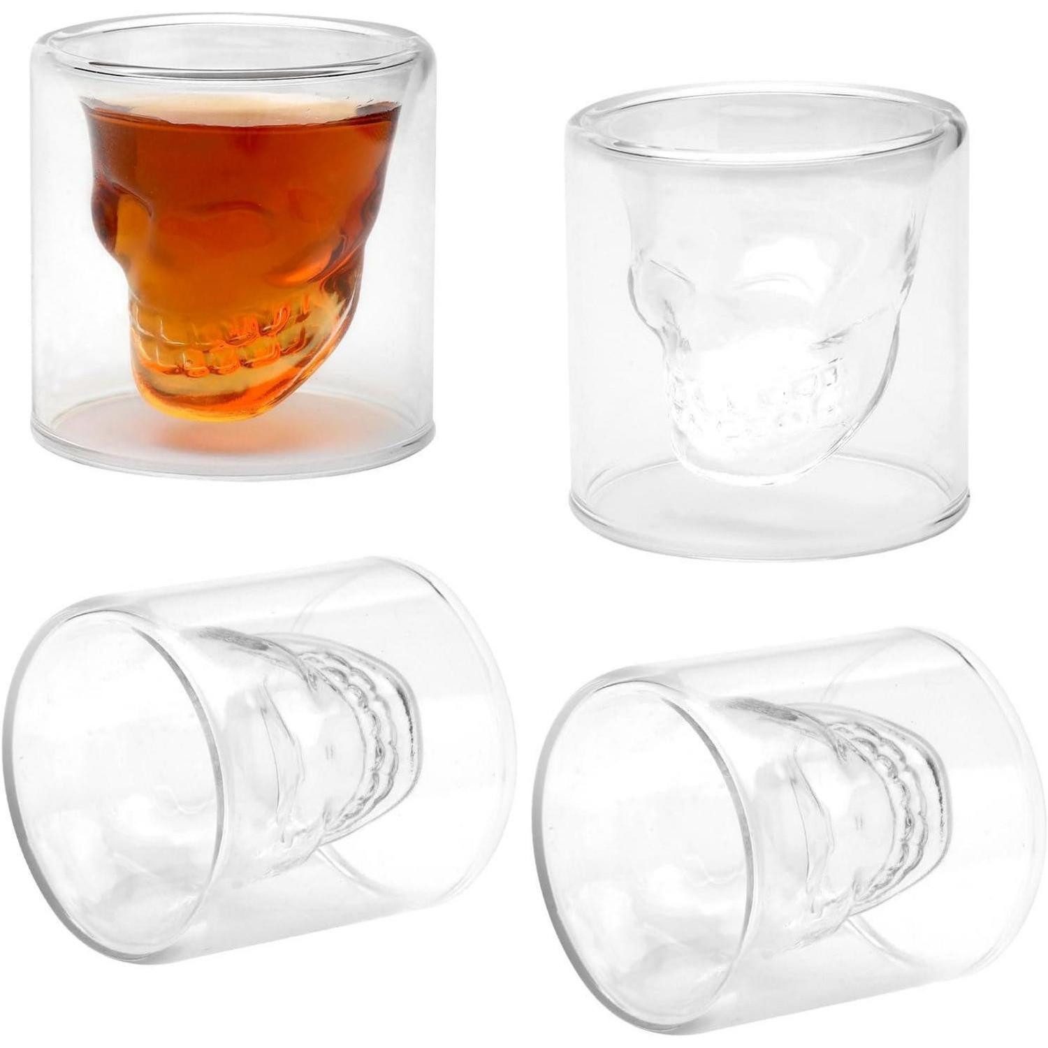 LuxusKollektion Schnapsglas Totenkopf Gläser Set 4 Stück Schädel Shotgläser 75ML Keine Marke