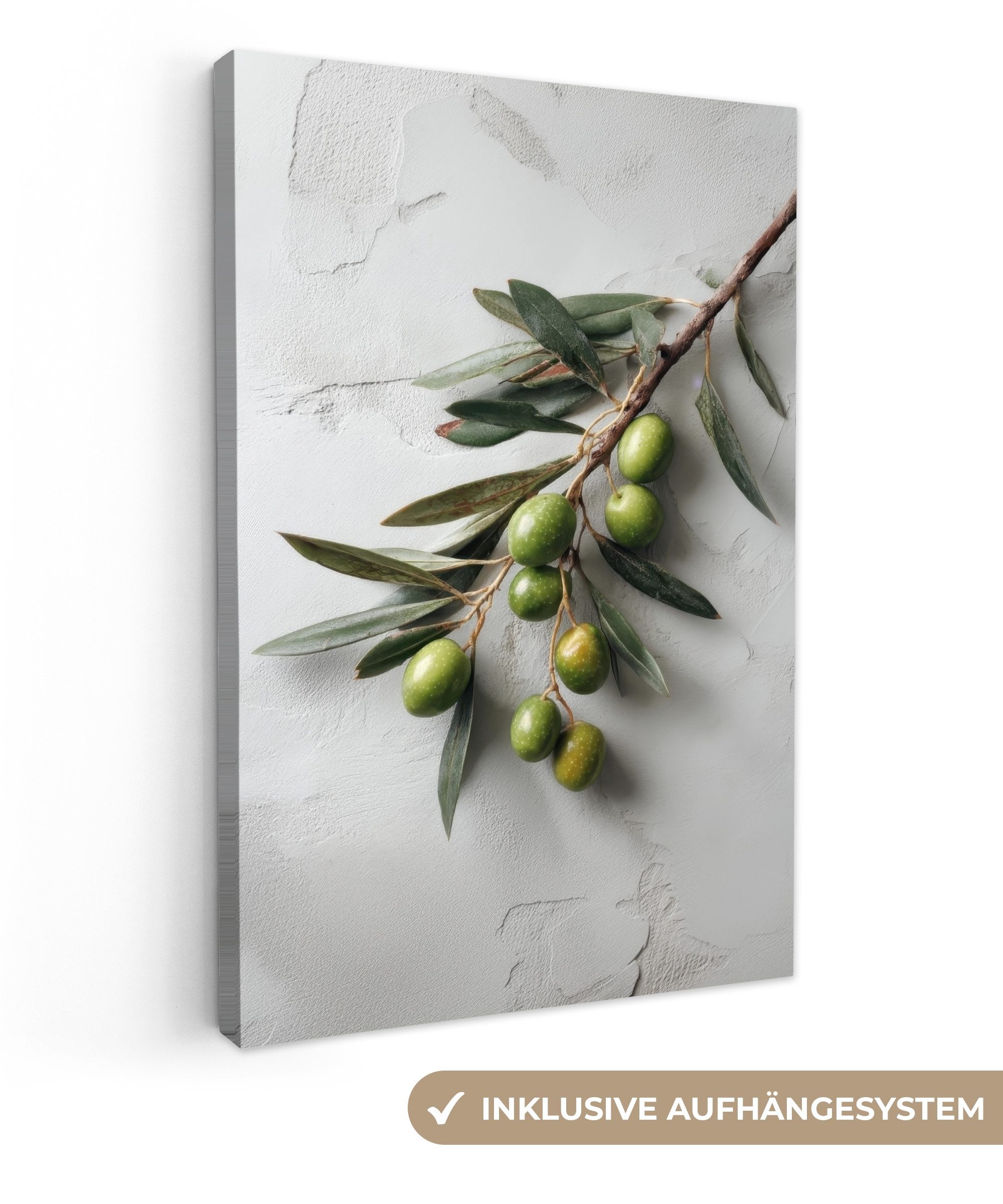 OneMillionCanvasses® Leinwandbild Olivenzweig - Beton - günstig online kaufen
