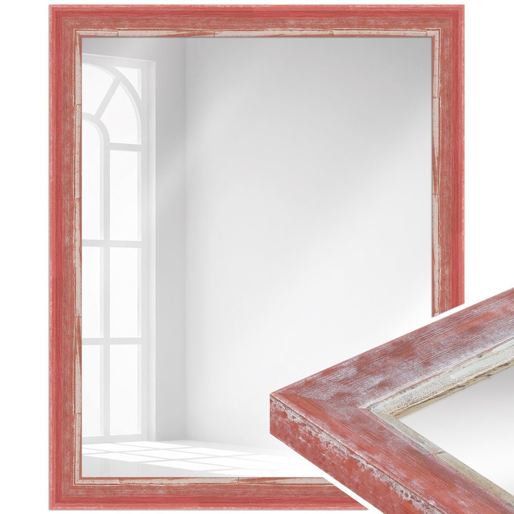 Shabby im Massivholz H640, Stil aus Chic WANDStyle Rot, Wandspiegel