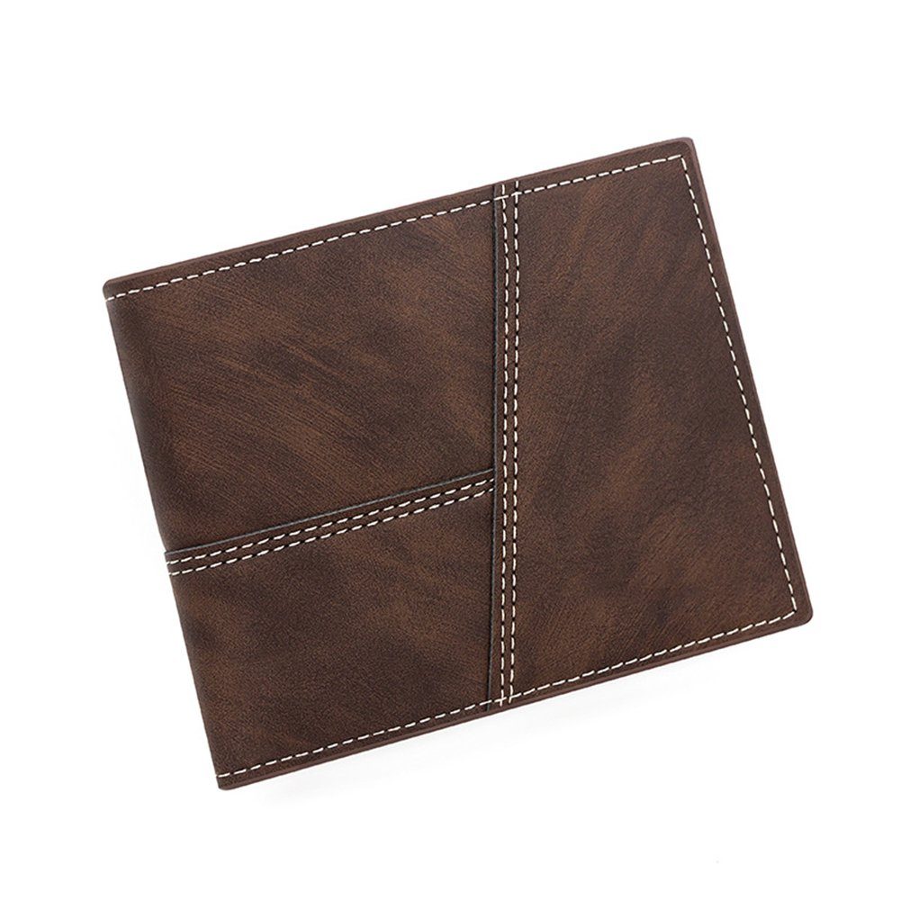 Blusmart Geldbörse Personalisierte Nähte-Geldbörse Für Männer, kurzes Portemonnaie, Kartenetui-Geldbeutel dark brown