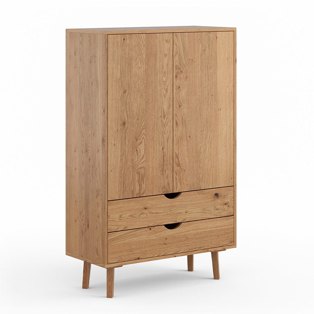 Lomadox Highboard SIENA-163, Hochkommode Kommode 90 cm breit Eiche massiv
