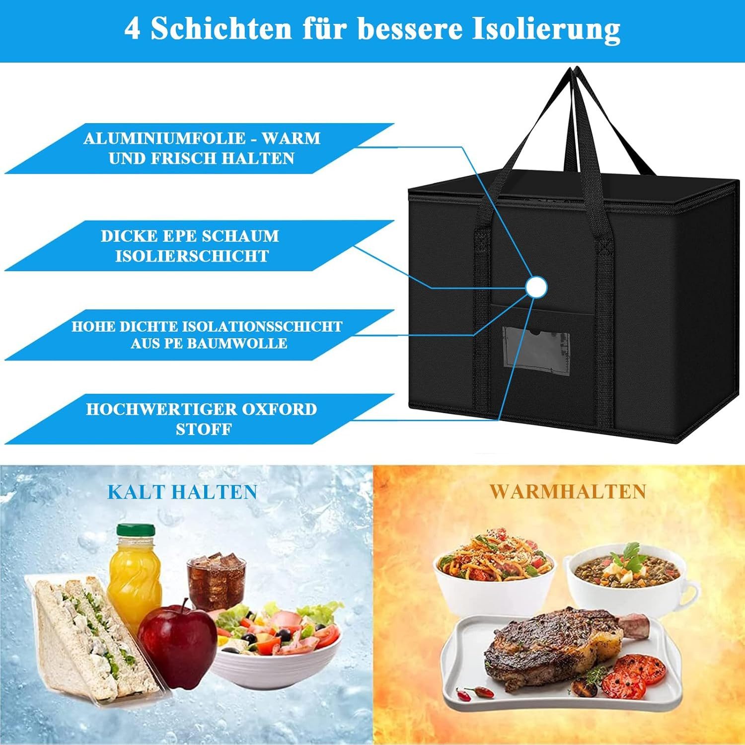 FELIXLEO Einkaufsbeutel 40L Kuehltasche Gross Einkaufstasche Faltbar Isoliertasche Auto