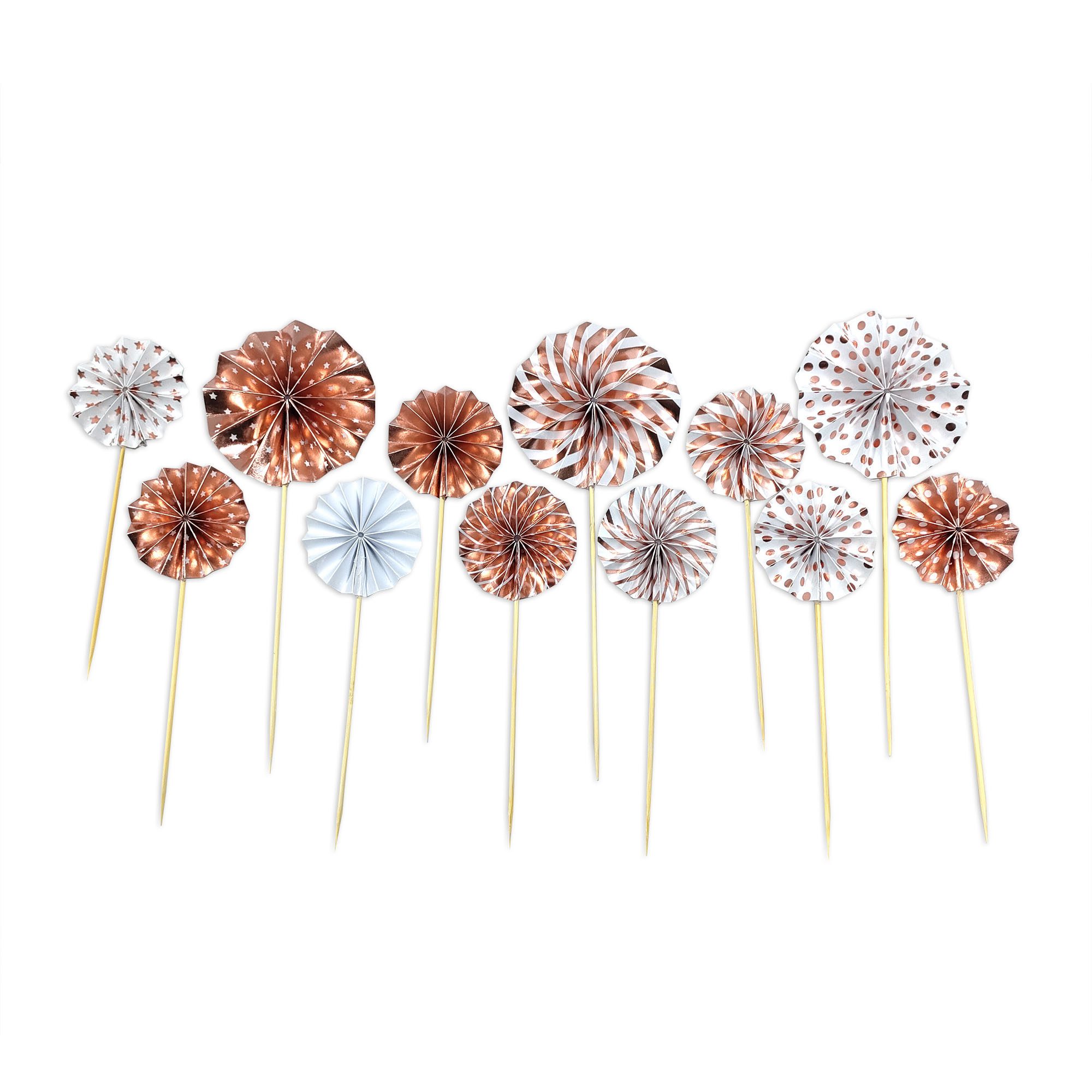 Frau WUNDERVoll Muffinform 12 Deko Topper Rosetten rosegold, (12-tlg)