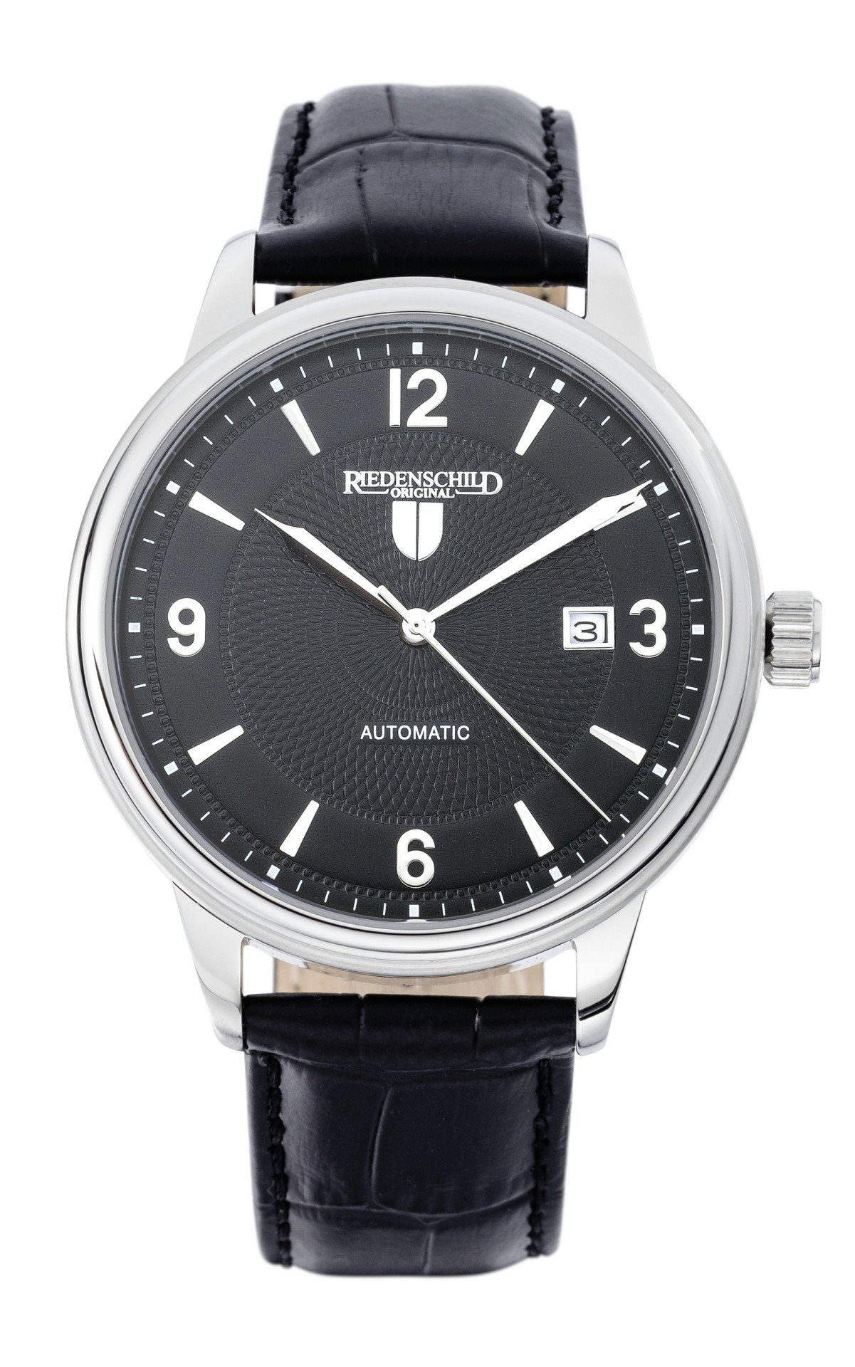 Riedenschild Automatikuhr RS7605-02 Herrenuhr Schwarz Lederband 42 mm RS7605-02