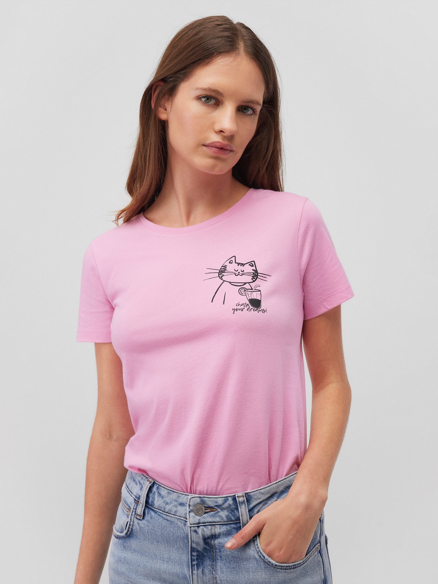 Mavi T-Shirt mit Vogel-Motiv, Rundhals, Kurzarm (1-tlg) CAT DRINK TEE günstig online kaufen
