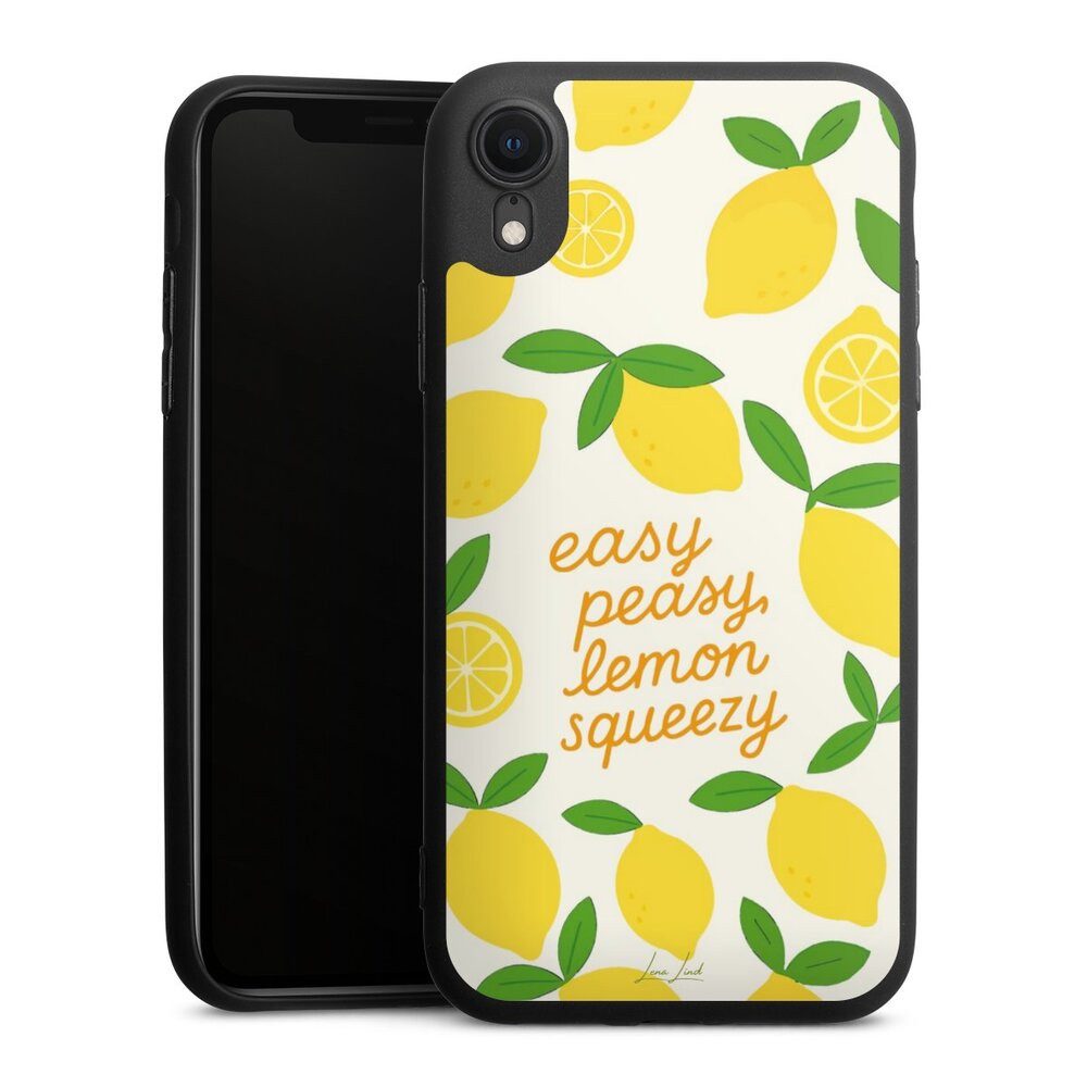 DeinDesign Handyhülle Zitrone Spruch Statement Easy Peasy Lemon Queezy, Apple iPhone Xr Silikon Hülle Premium Case Handy Schutzhülle
