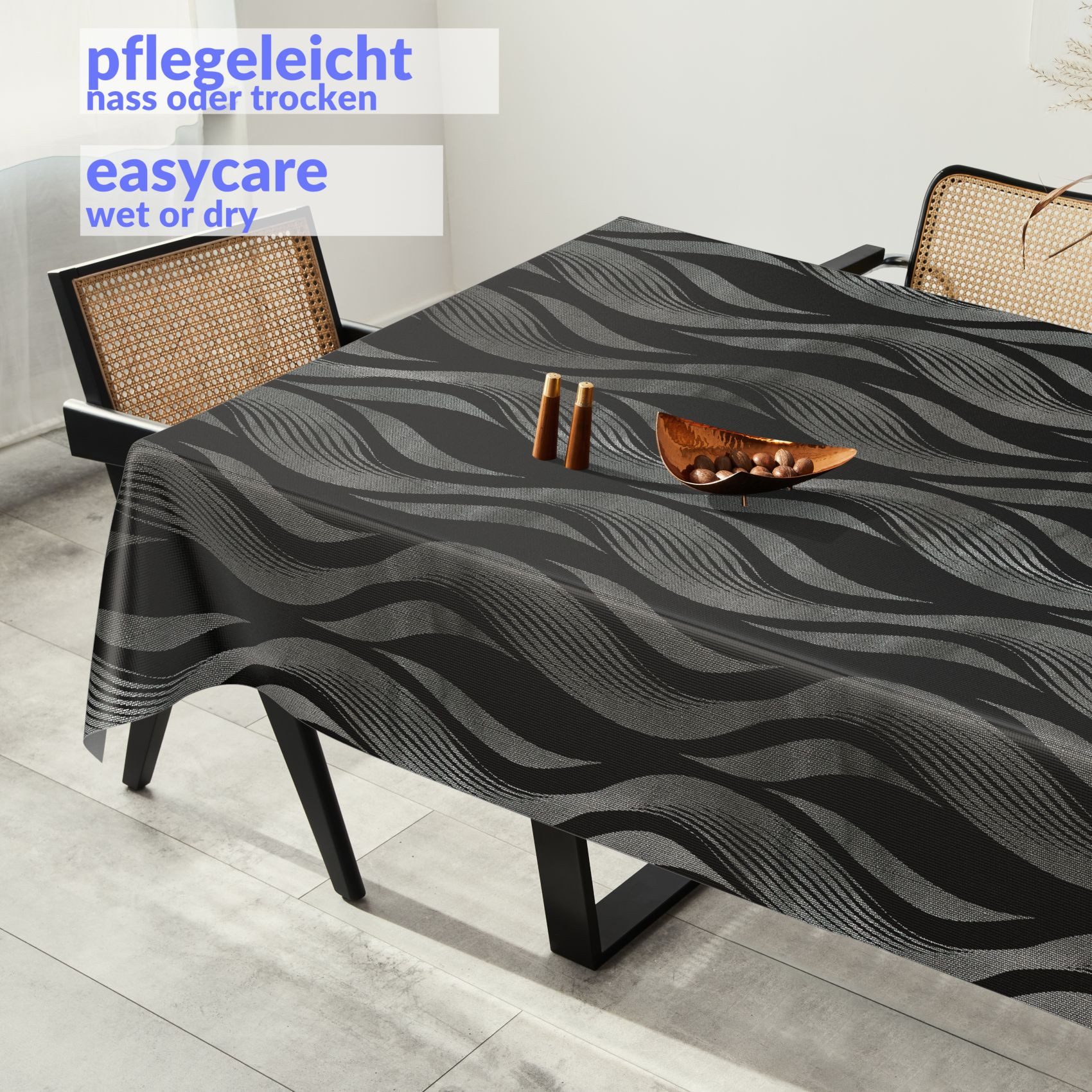 ANRO Tischdecke Besonders Feine Wachstuchtischdecke Premium Gartentischdecke (Einzelstück 1-tlg), Prägung 140x100cm wasserabweisend