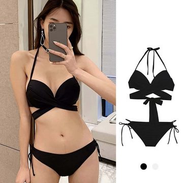 KIKI Bandeau-Bikini sexy dreieckiger Stahlhalter harter Cup-Bikini kleine Brust