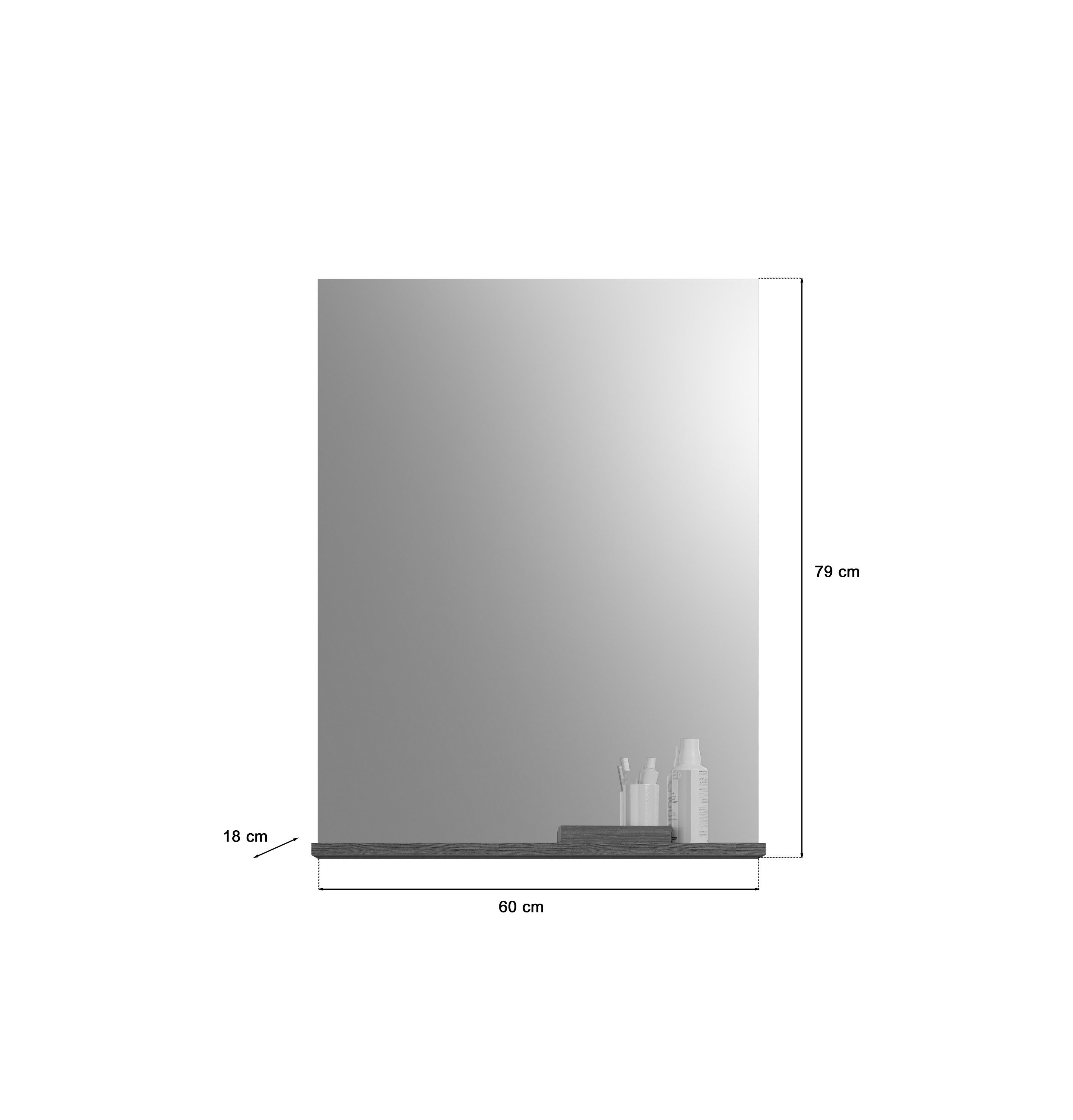 xonox.home Spiegel, Rauchsilber Melamin Modern 60x79x18 cm