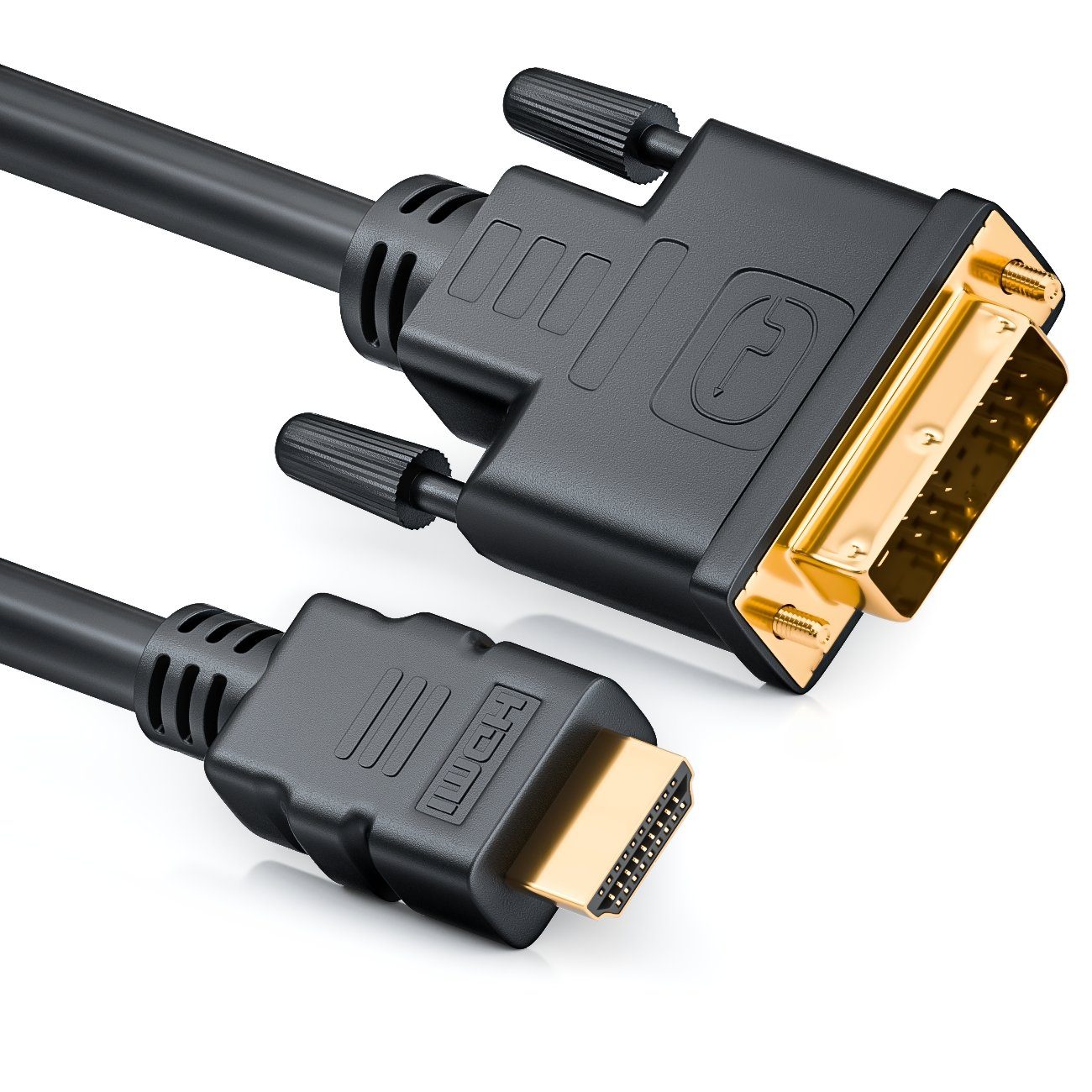 deleyCON deleyCON 1,5m HDMI zu DVI Kabel DVI-D DVI-I 1080p HDTV Beamer Laptop HDMI-Kabel