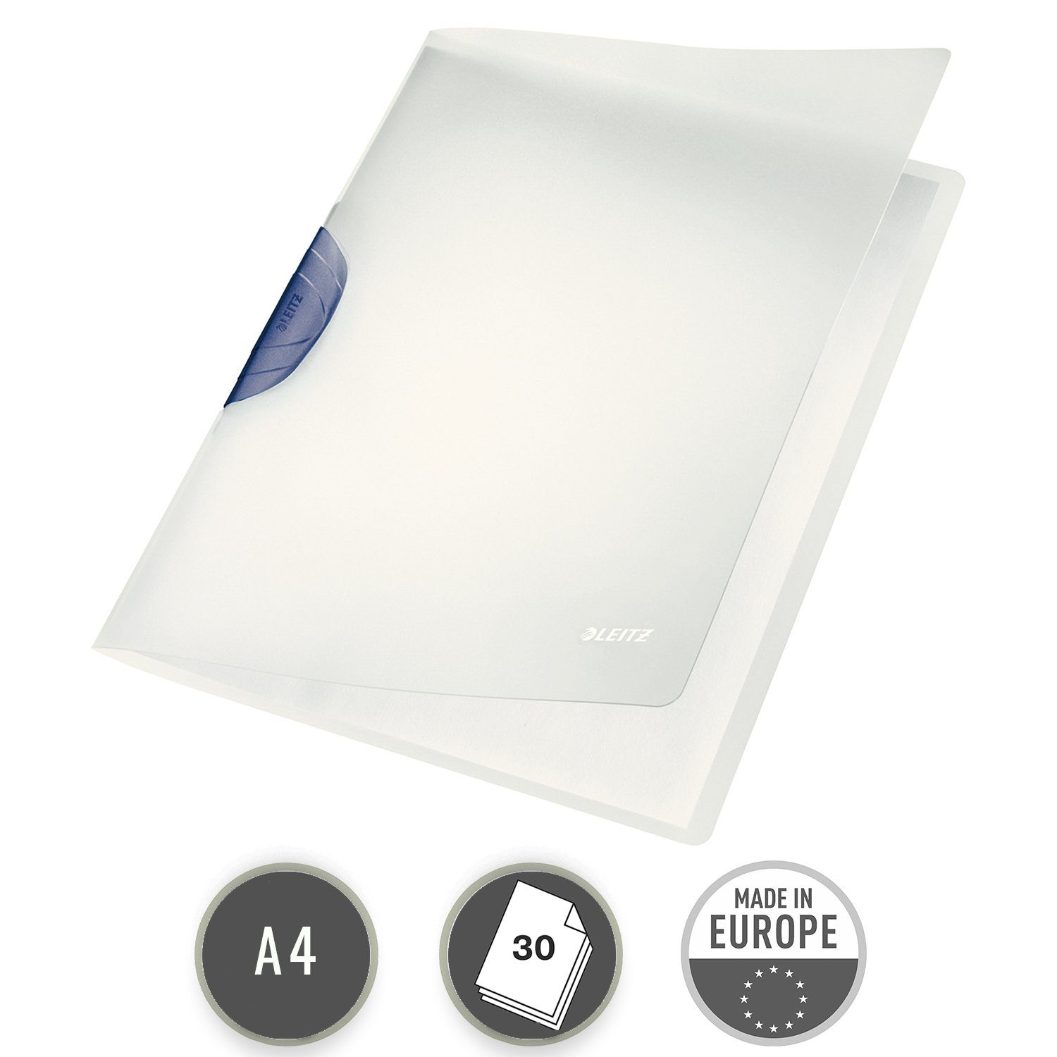 LEITZ Schulheft ColorClip Magic Hefter, für bis zu 30 Blätter (80 g/m), drehbarer Clip-Verschluss dunkelgrau