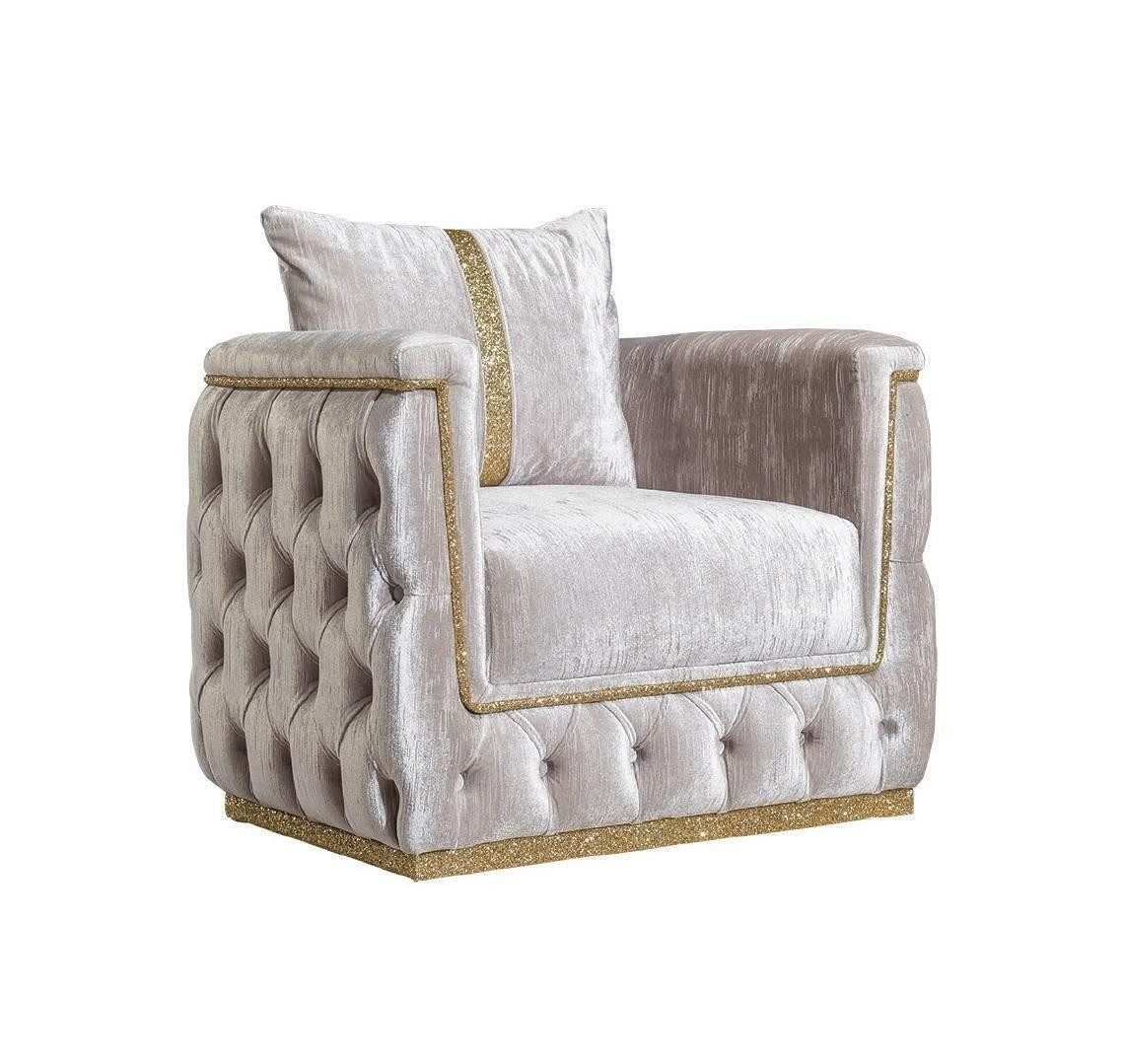 JVmoebel Chesterfield-Sessel Polster-Sessel mit Metallgestell und Textilbezug für das Wohnzimmer, Made in Europa