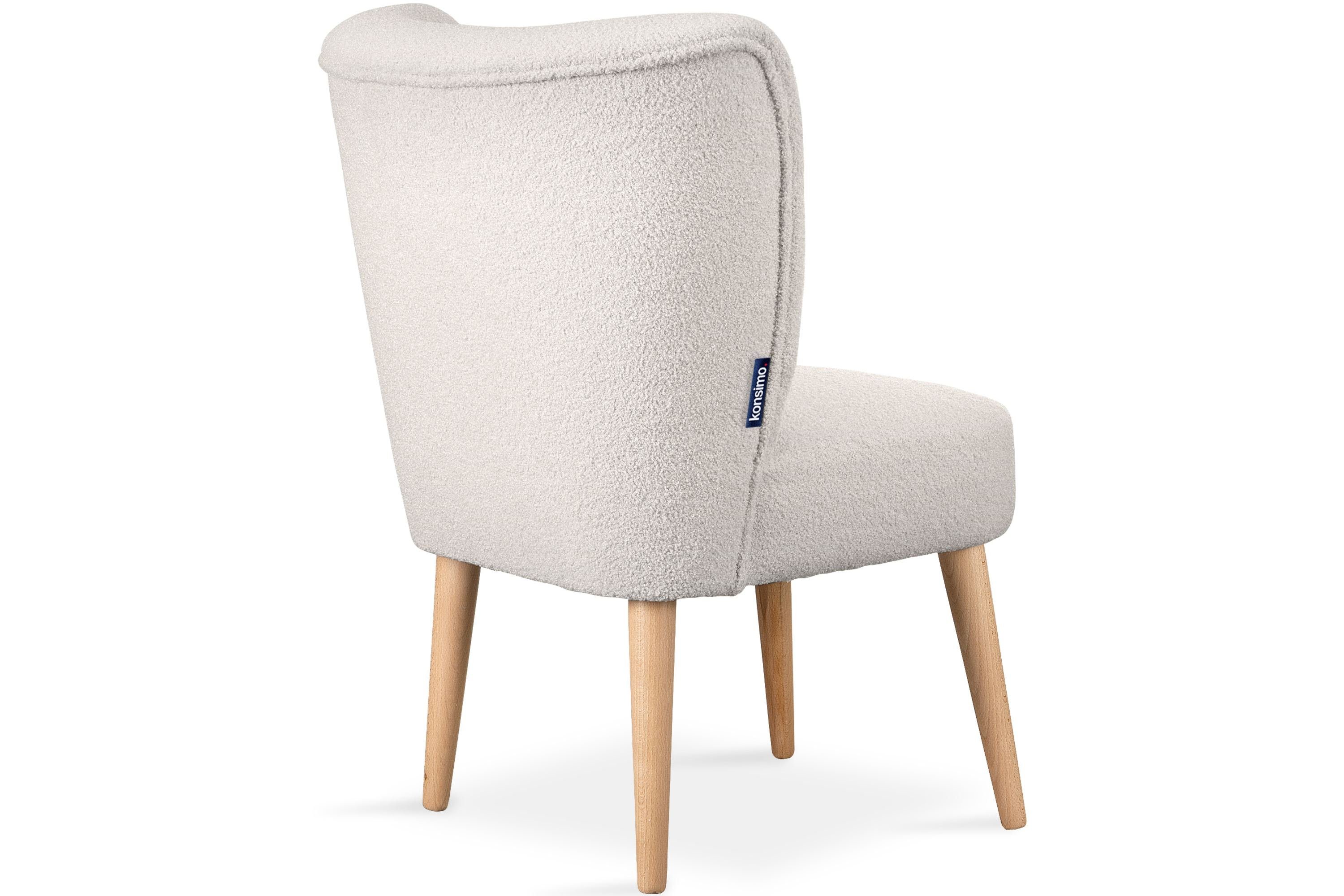 Sessel, | Stil Boucle-Stoff, recyceltem aus Beinen aus jeden geeignet cremefarben für cremefarben/Buche APPA Konsimo auf Buche, hohen Cocktailsessel