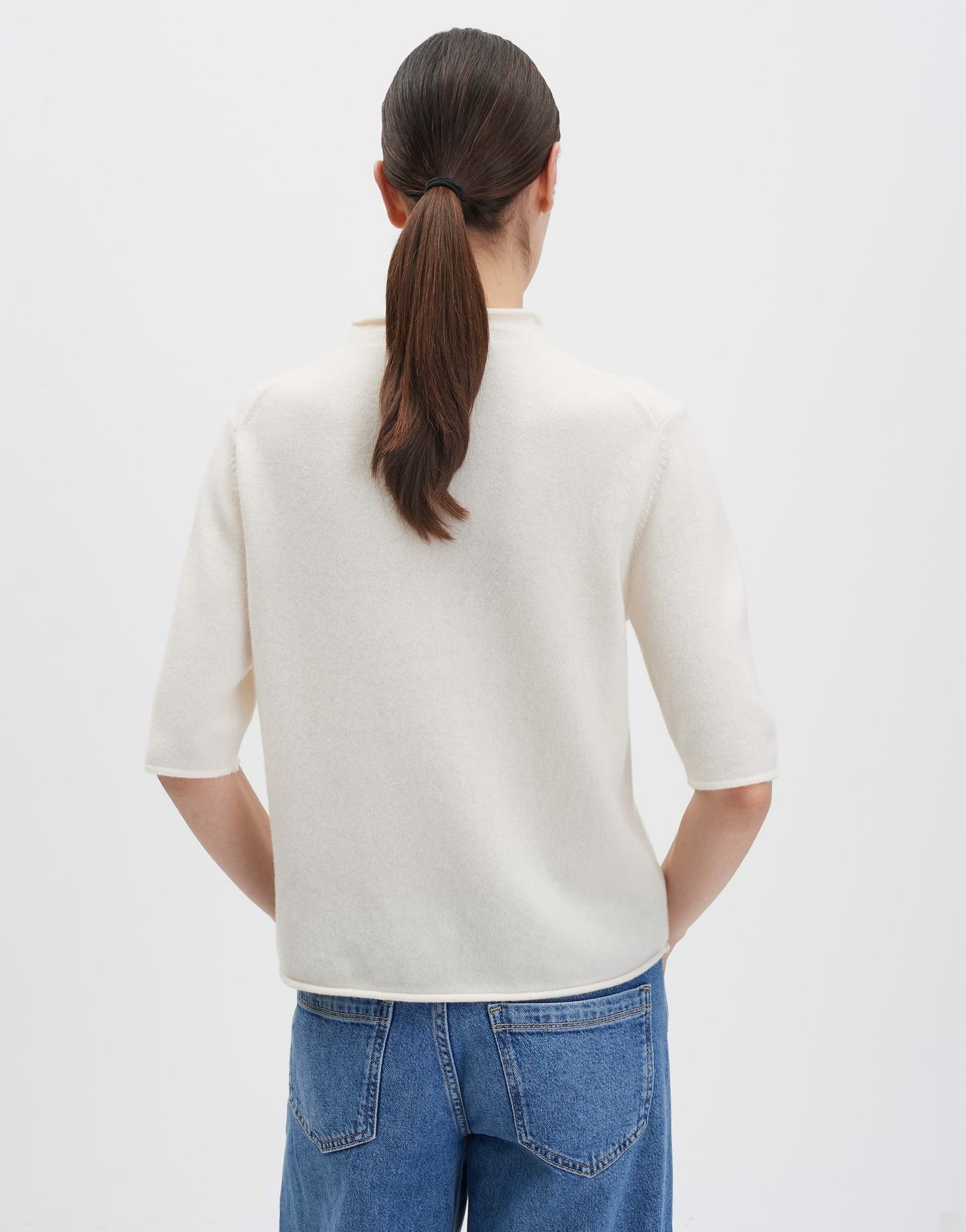 someday Kurzarmpullover TUMEA Regular aus reiner Wolle gerader Schnitt, lockere Passform, Rollsäume