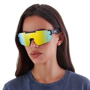 YEAZ Sportbrille SUNSPARK sport-sonnenbrille black/golden green, Guter Schutz bei optimierter Sicht