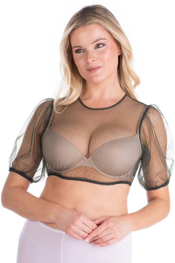 PURPLE LINE by Spieth & Wensky Dirndlbluse Dirndlbluse - KARIBIK - offweiß, oliv