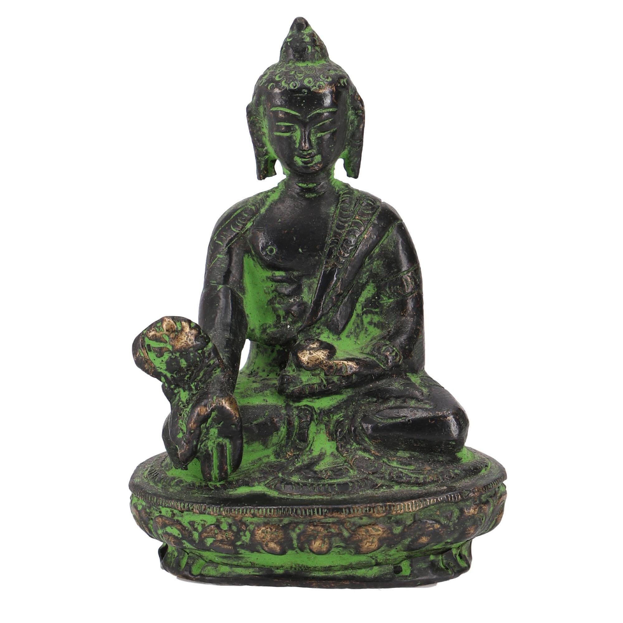 Guru-Shop Buddhafigur Buddha Statue aus Messing Medizin Buddha 8 cm -..