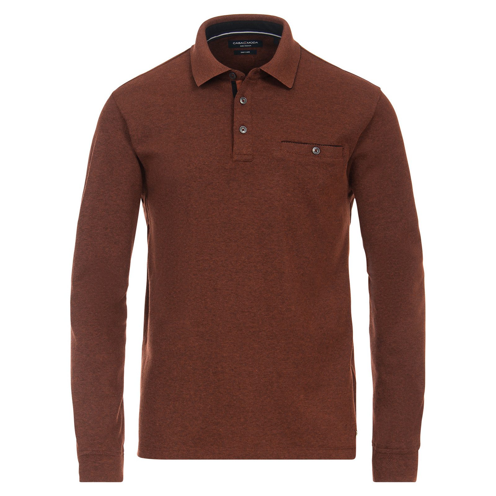 Langarm-Poloshirt CasaModa XXL Langarm-Poloshirt terracotta melange