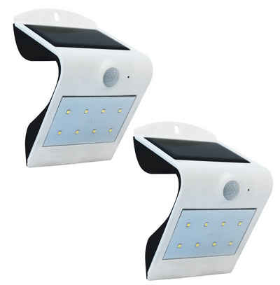 TRANGO LED Solarleuchte, 2er Pack SOL-SL8*2 LED Solar Wandstrahler IP65 *GREEN* Wandleuchte 6000K Tageslichtweiss - Solar Wandlampe mit Bewegungsmelder - Außenleuchte - Solarlampen mit Bewegungssensor, Außenwandlampe - Sensor Strahler