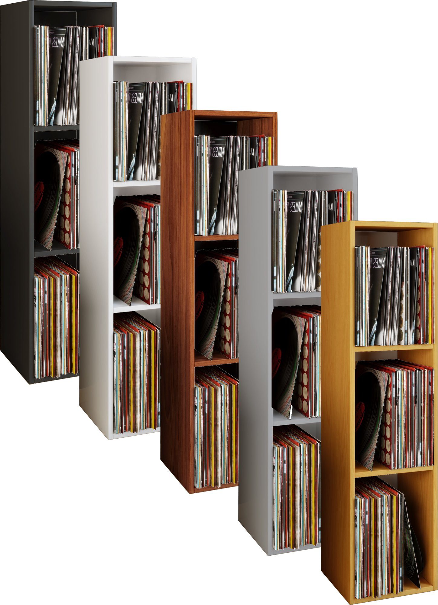 Platto Schallplatten CD-Regal Holz Buche Regal 3fach, 1-tlg. Stand VCM LP