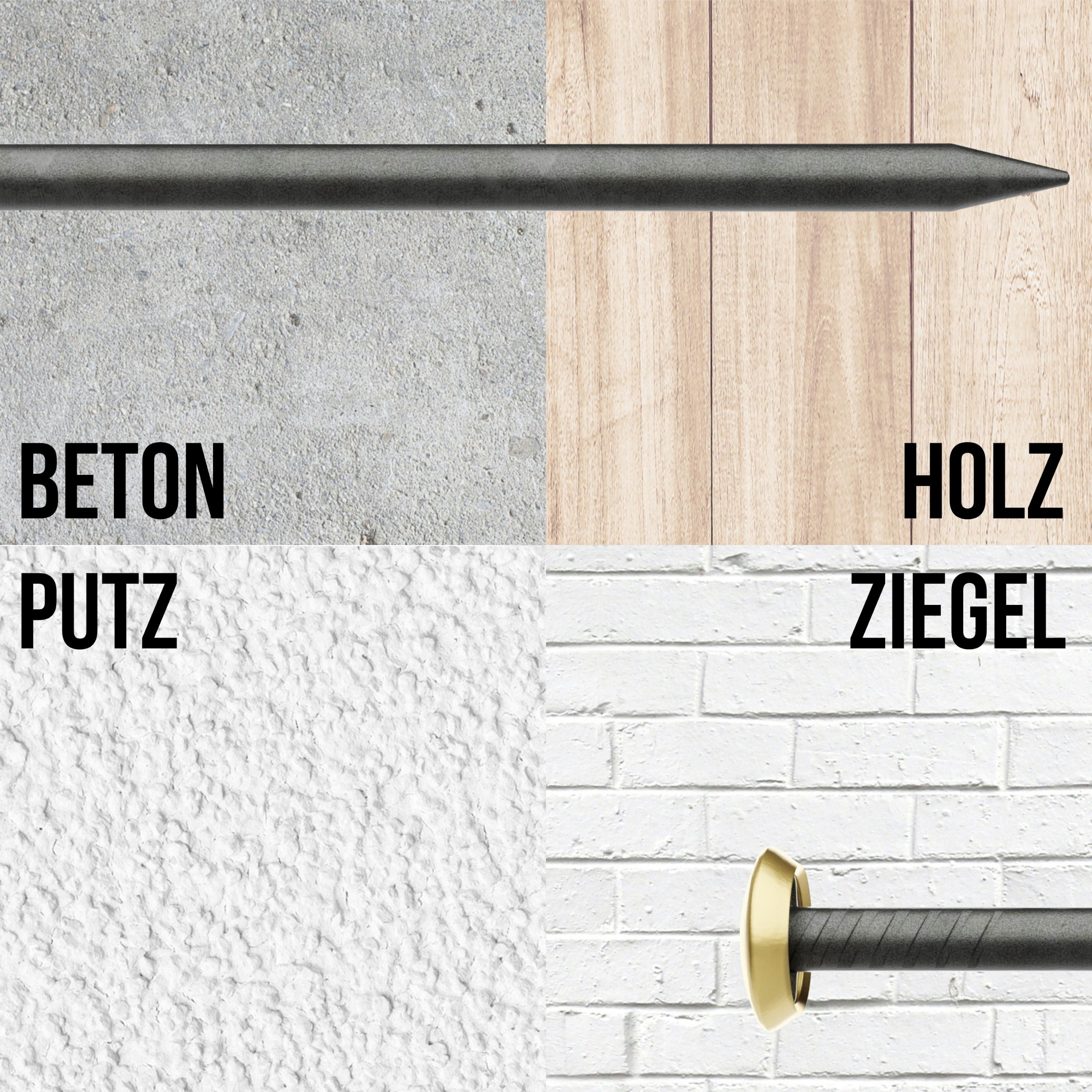 FIXXIA Stahlnagel FIXXIA Stahlnägel 50er Set Gold für Bilder und Betonwände mit Halter