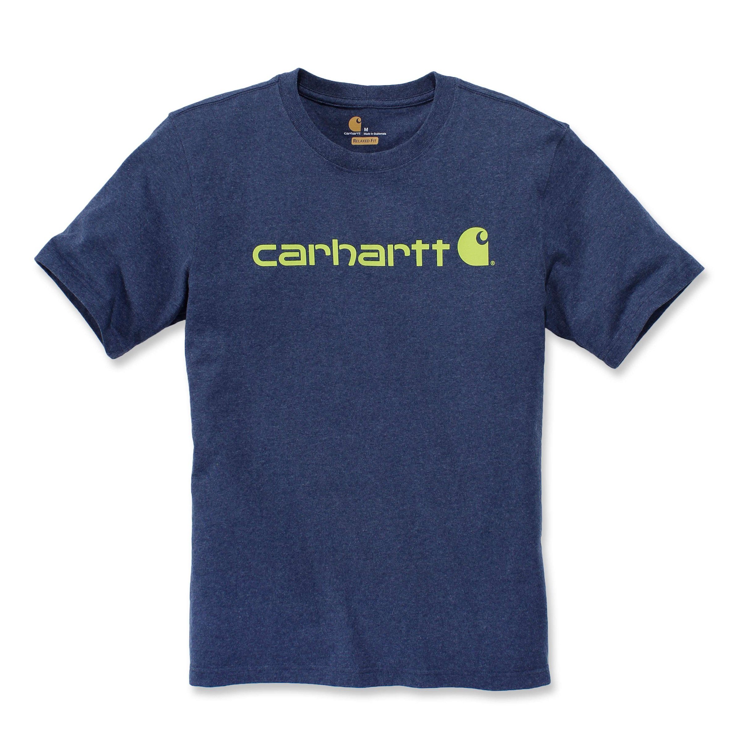 Carhartt T-Shirt Carhartt Herren T-Shirt Relaxed Fit Heavyweight Short-Sleeve Logo Graphic Adult dark cobalt blue heather