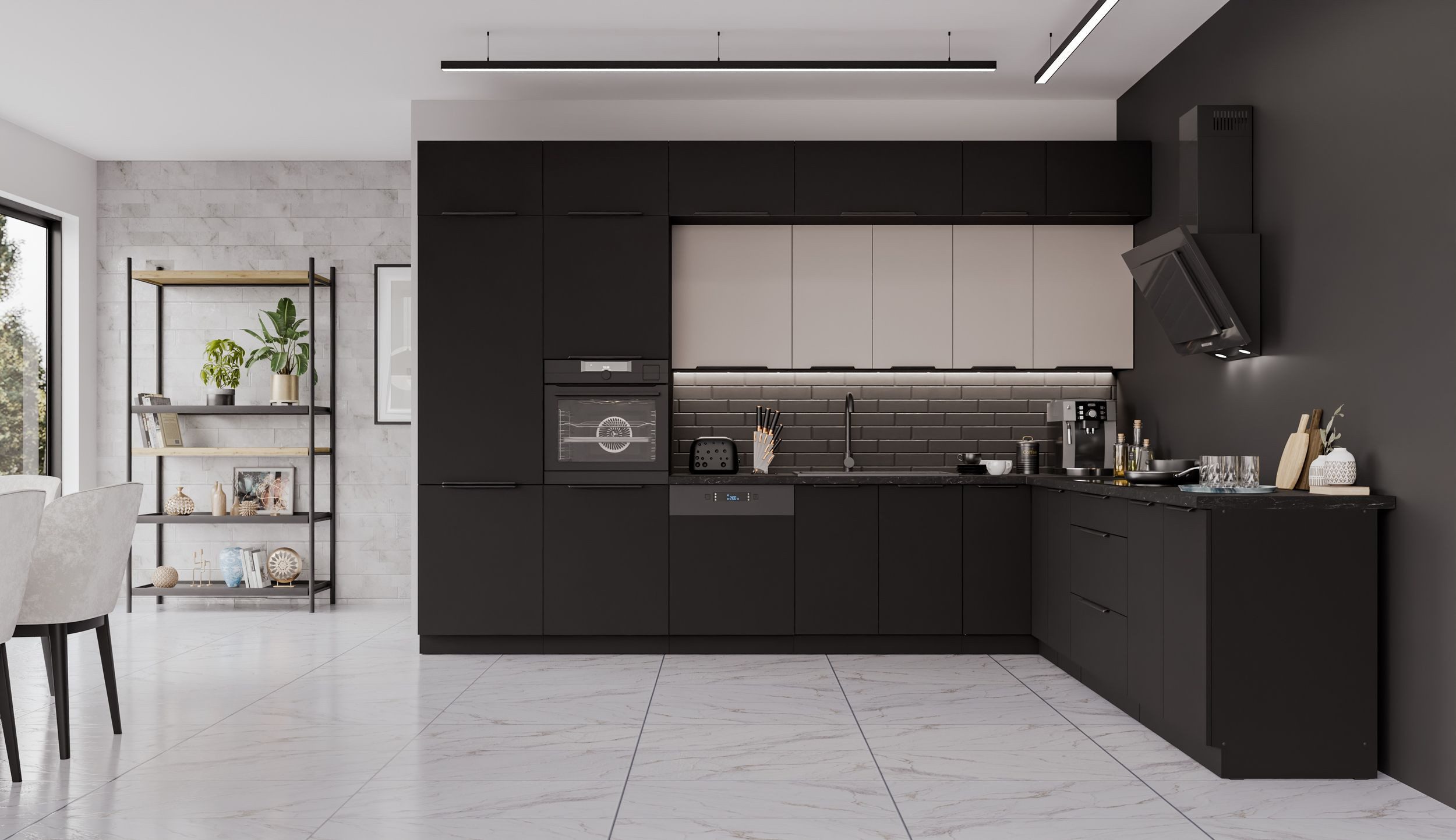 Winkelküche SIENA + ARONA 350x290 cm - XL Stauraum Küchenzeile Küchenblock Küche